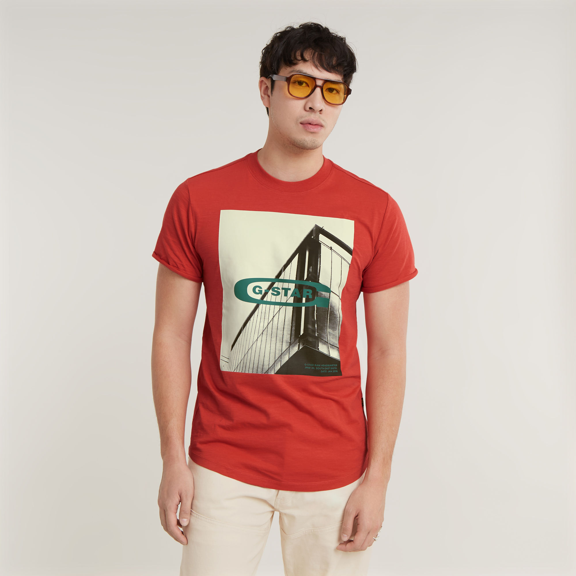 G-Star RAW HQ Old School Logo Lash T-Shirt - Rood - Heren