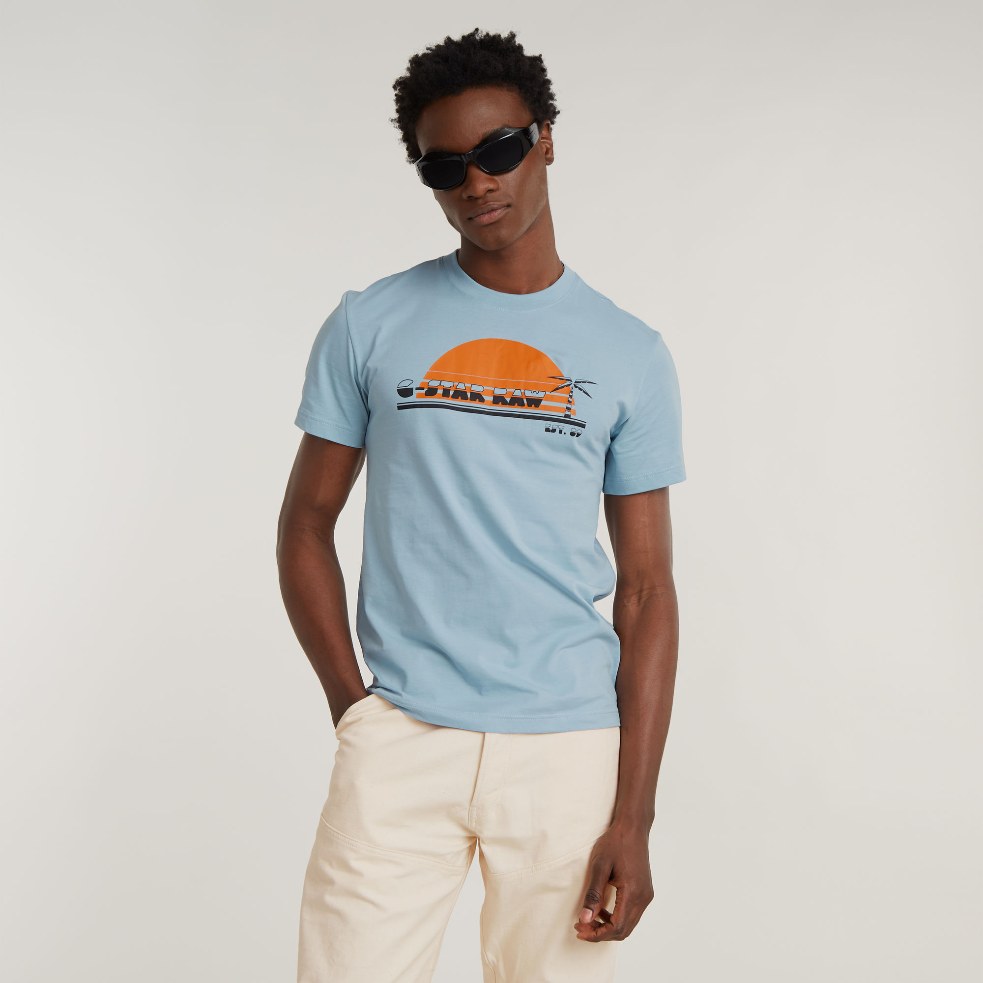 G-Star RAW Sunrise Slim T-Shirt - Lichtblauw - Heren