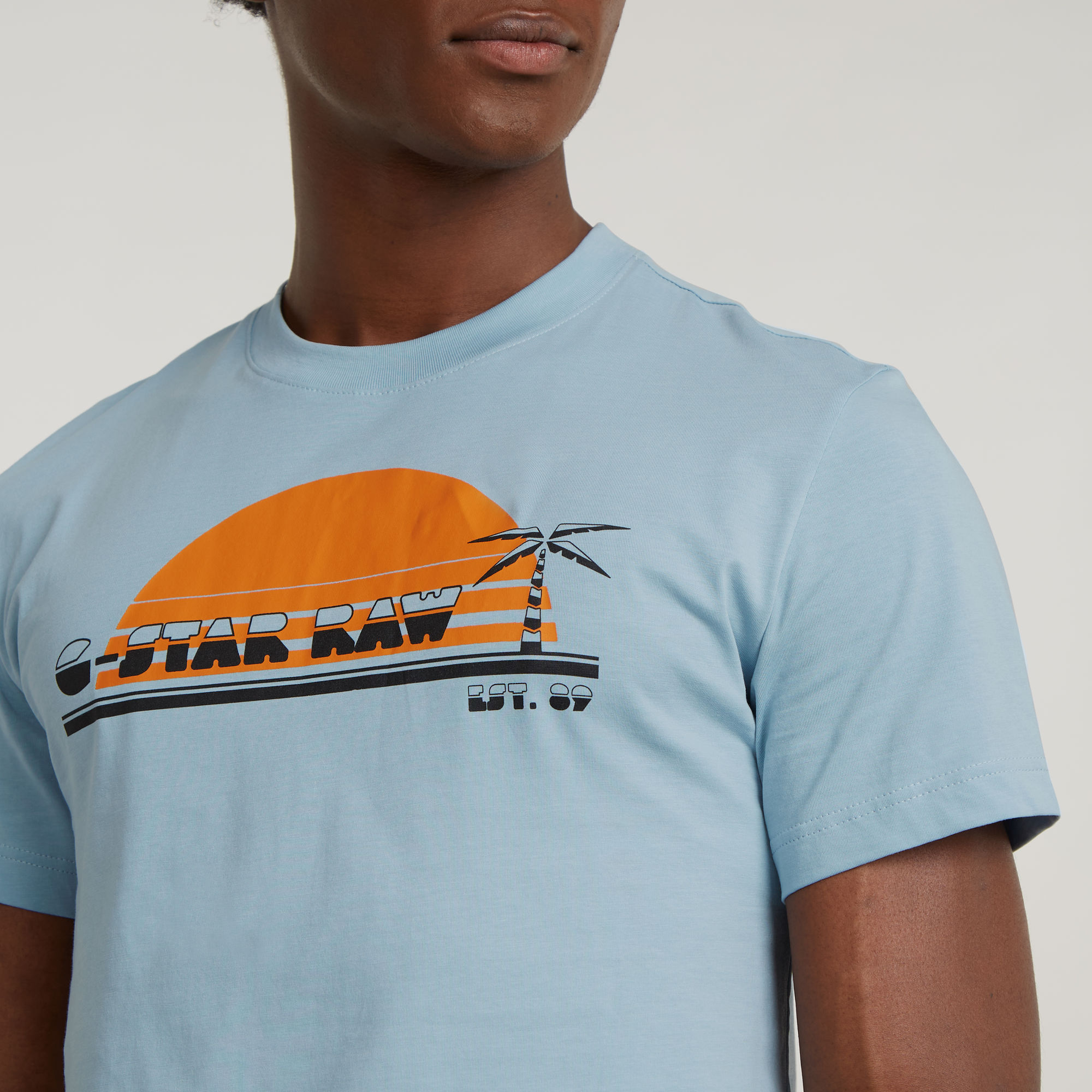 G-Star RAW Sunrise Slim T-Shirt Lichtblauw Heren