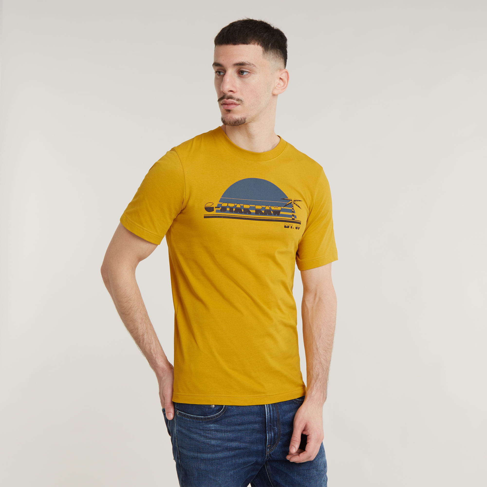 G-Star RAW Sunrise Slim T-Shirt - Geel - Heren