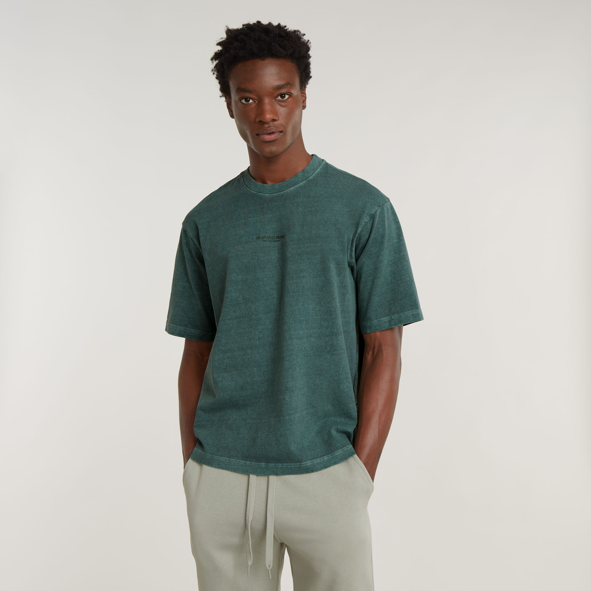 

Overdyed Center Chest Boxy T-Shirt - Green - Men