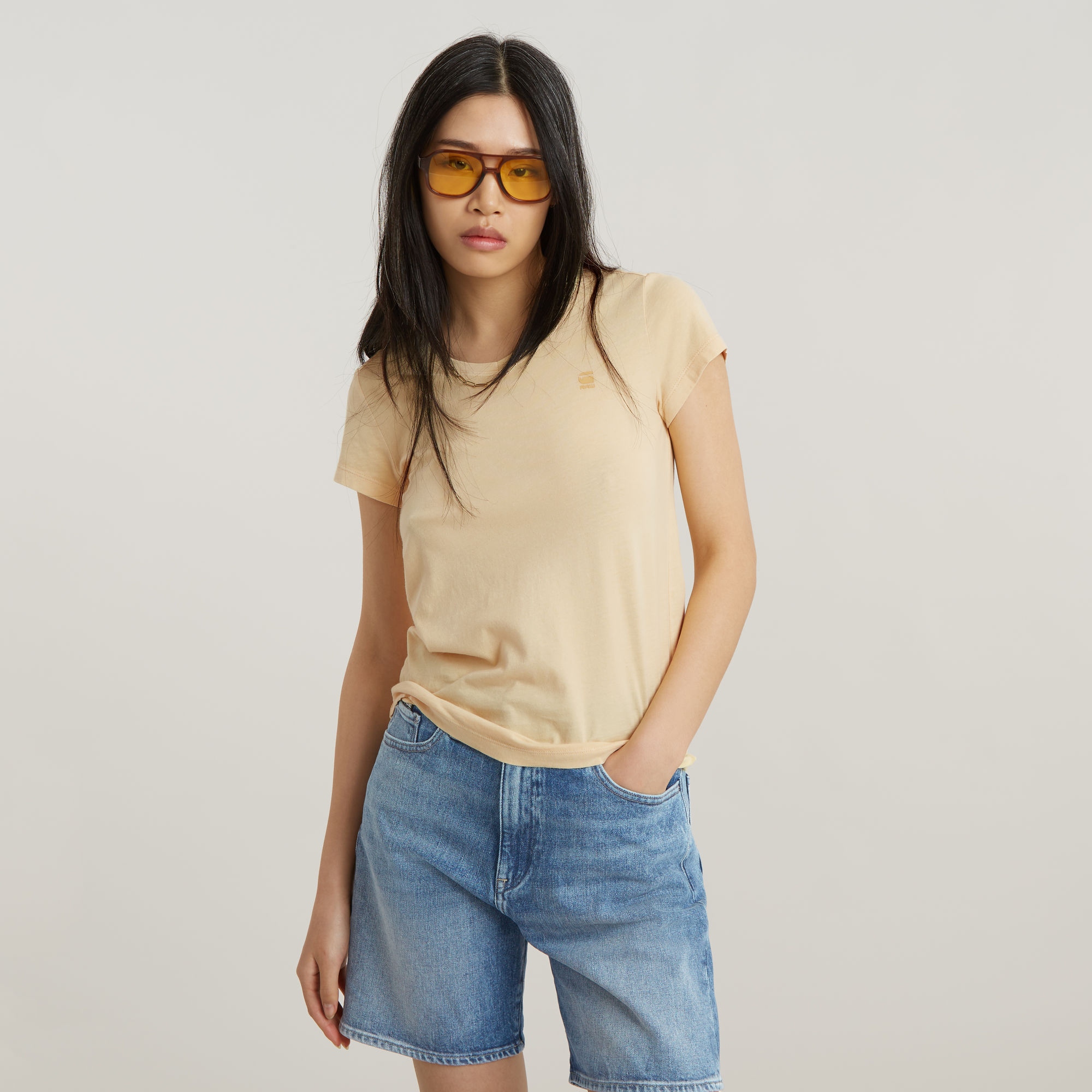 G-Star RAW Overdyed Eyben Slim Top 2.0 Geel Dames