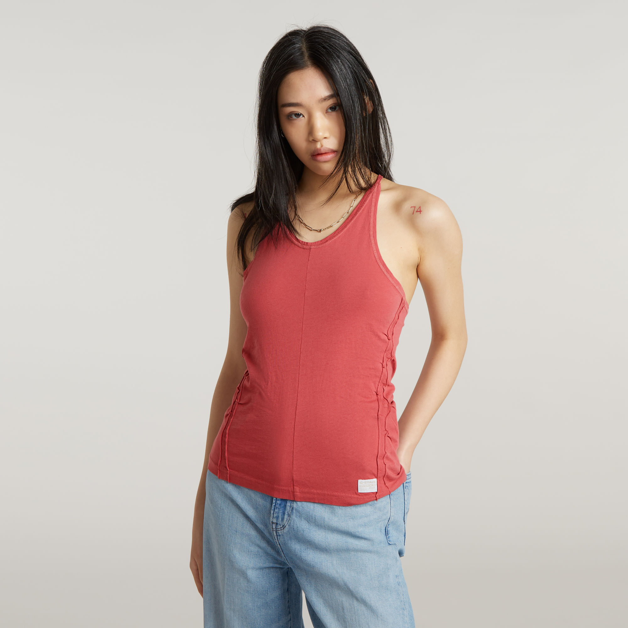 G-Star RAW Gathered Slim Tanktop - Roze - Dames