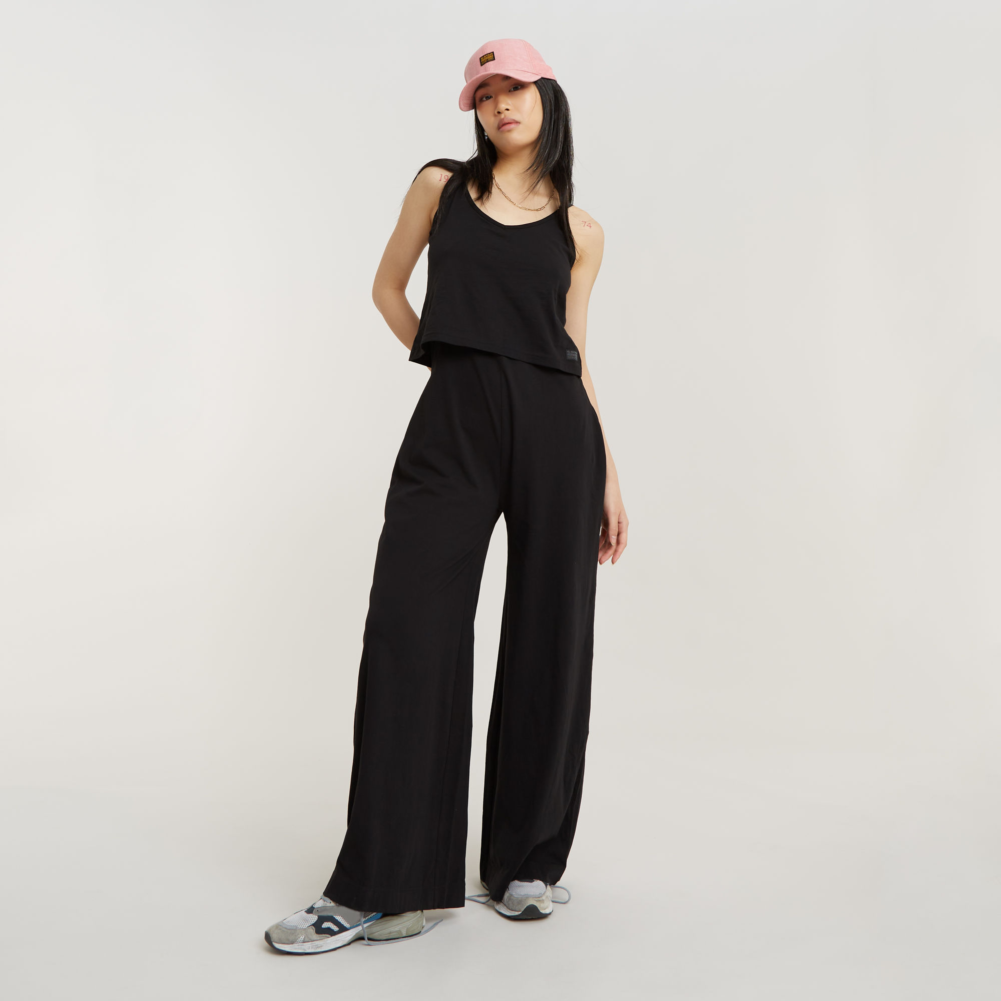 

Spaghetti Strap Loose Jumpsuit - Black - Women