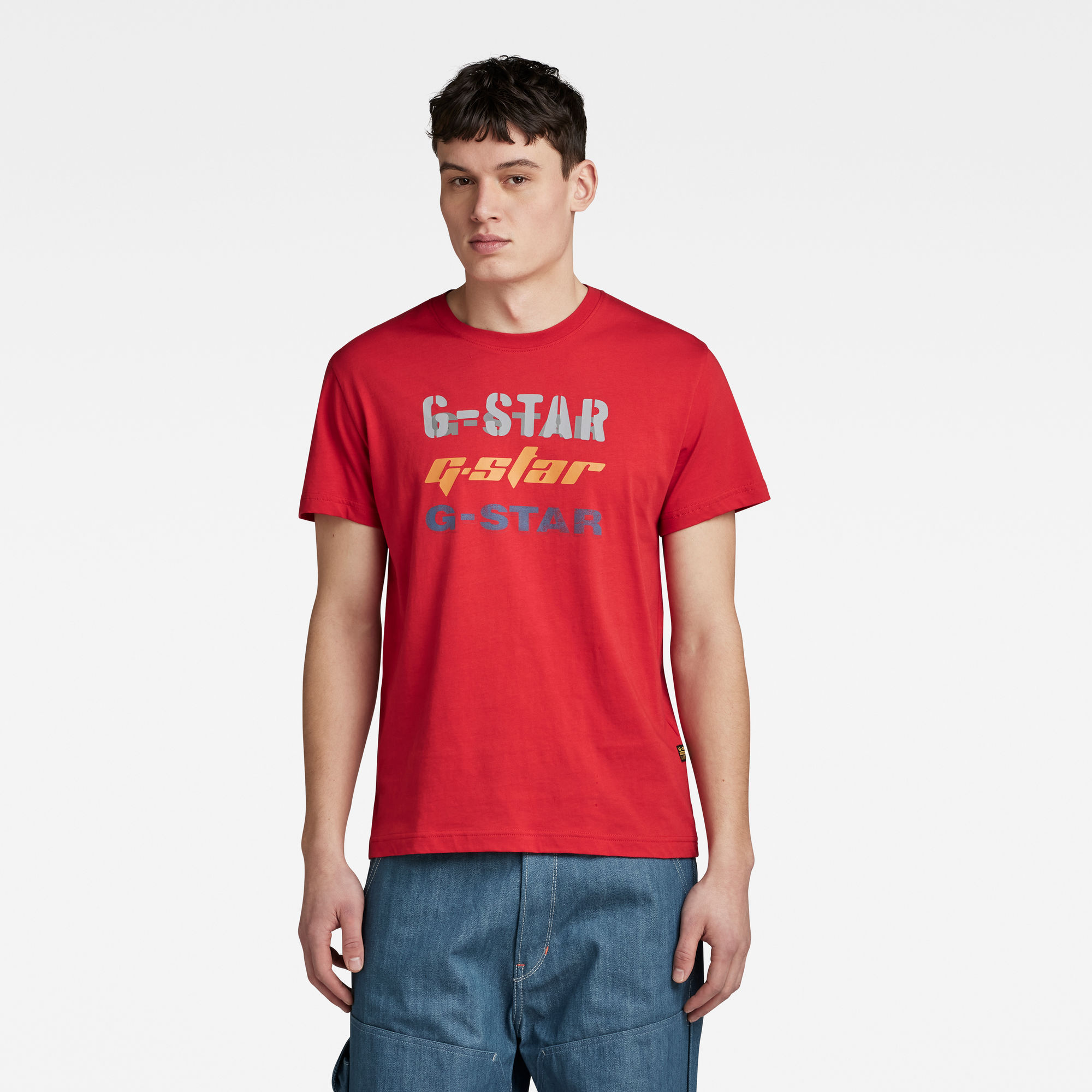 G-Star RAW Triple Logo Graphic T-Shirt Rood Heren