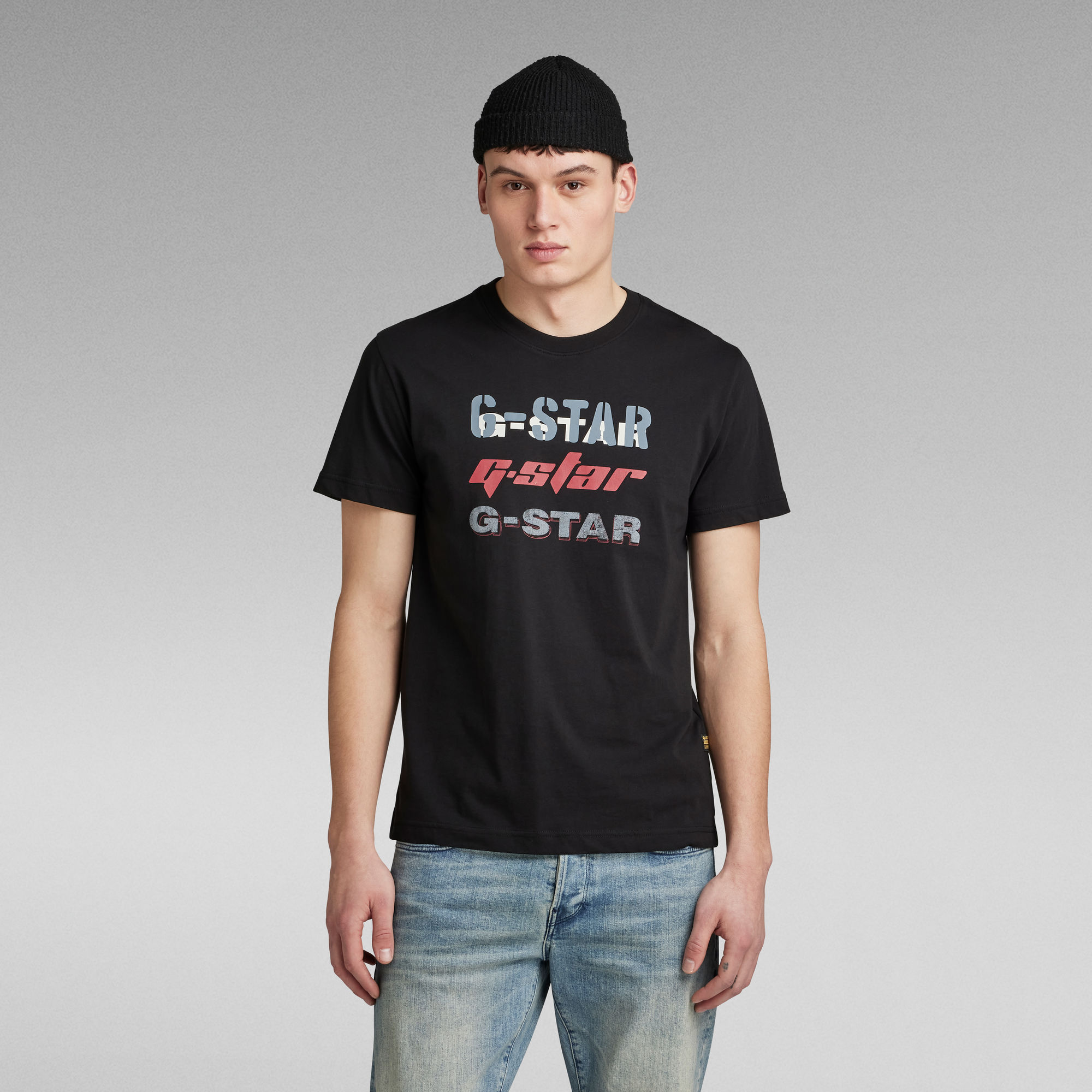 G-Star RAW Triple Logo Graphic T-Shirt Zwart Heren