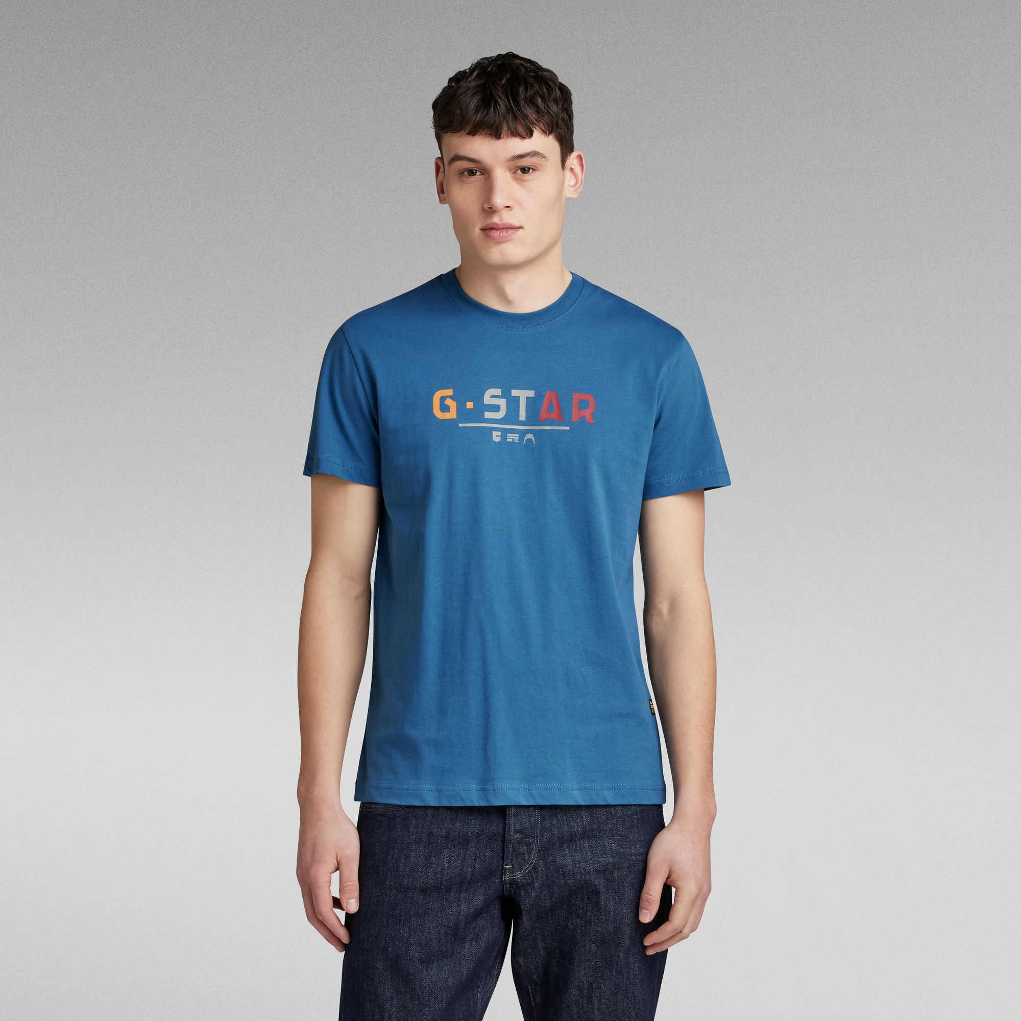 G-Star RAW Multi Logo Graphic T-Shirt Midden blauw Heren