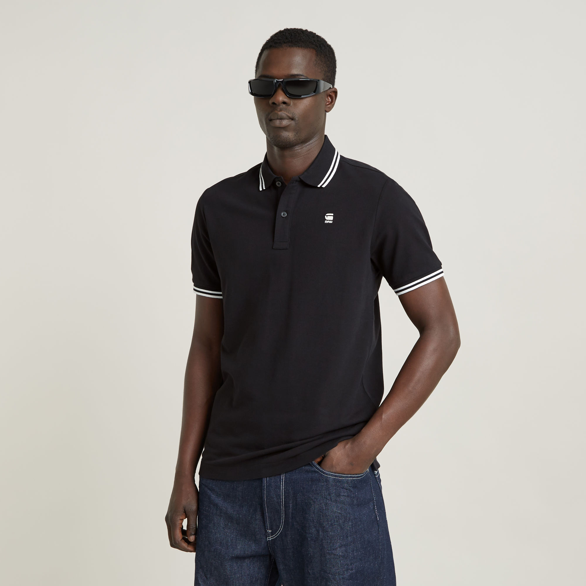 G-STAR RAW Heren Polo's & T-shirts Dunda Slim Stripe Polo S s Zwart