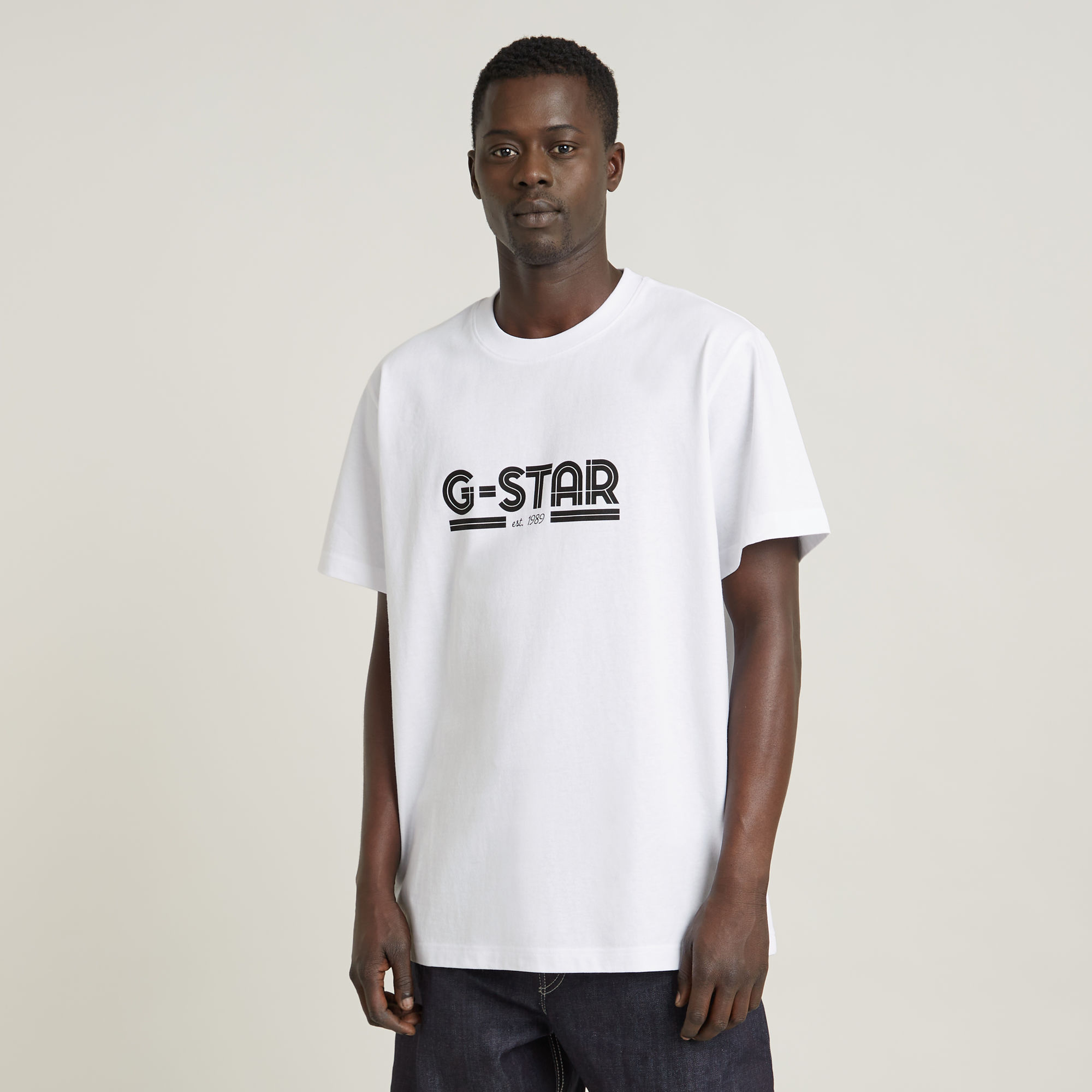 

Unisex Line Script Loose T-Shirt - White - Men