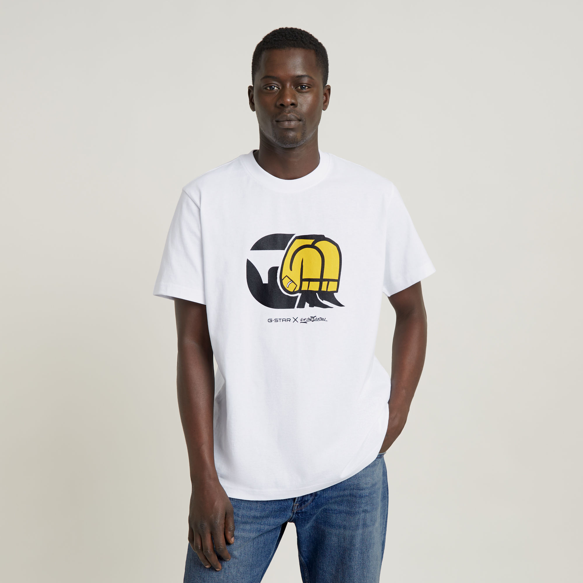 G-Star RAW Unisex Jeans Cartoon Loose T-Shirt Wit Heren