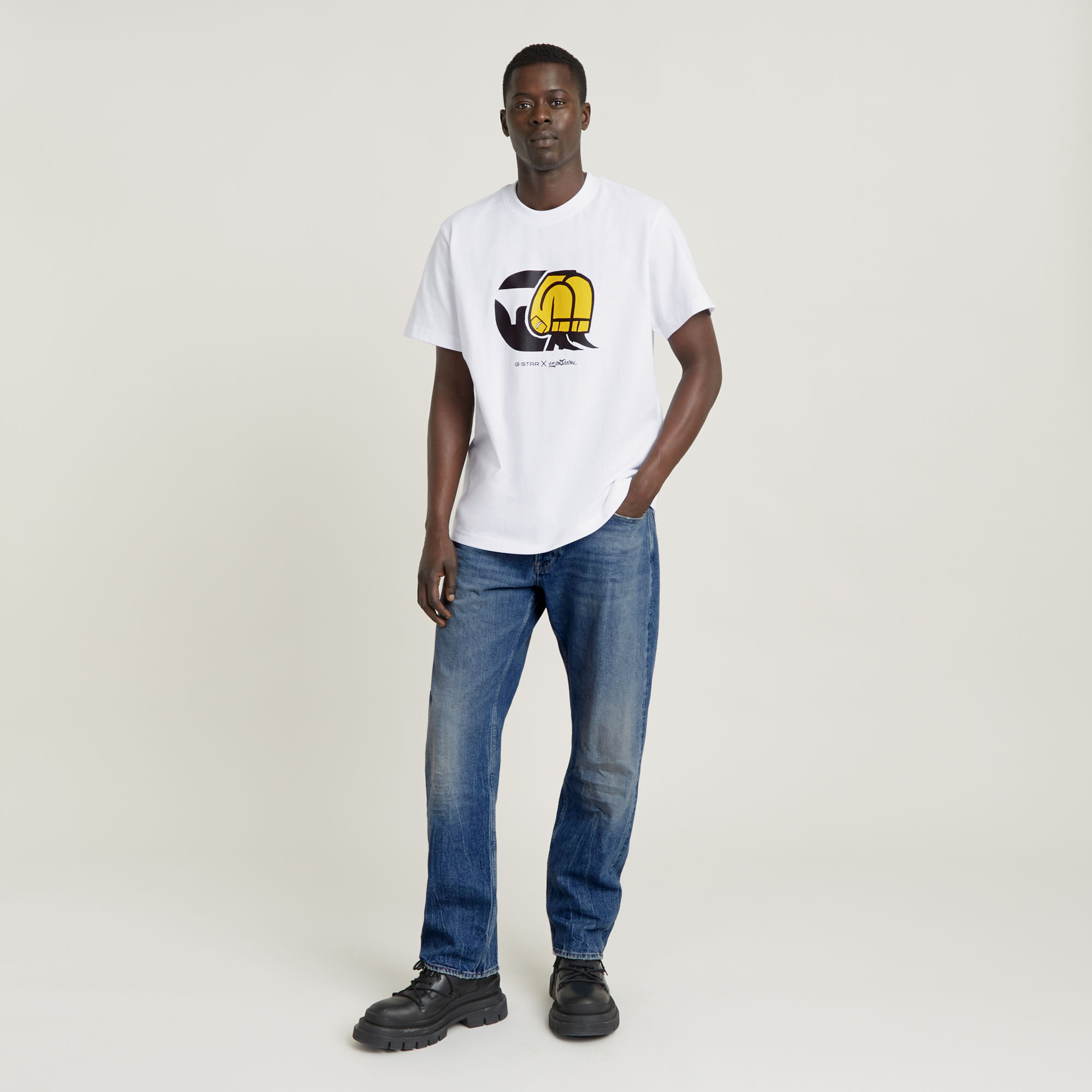 G-Star RAW Unisex Jeans Cartoon Loose T-Shirt Wit Heren