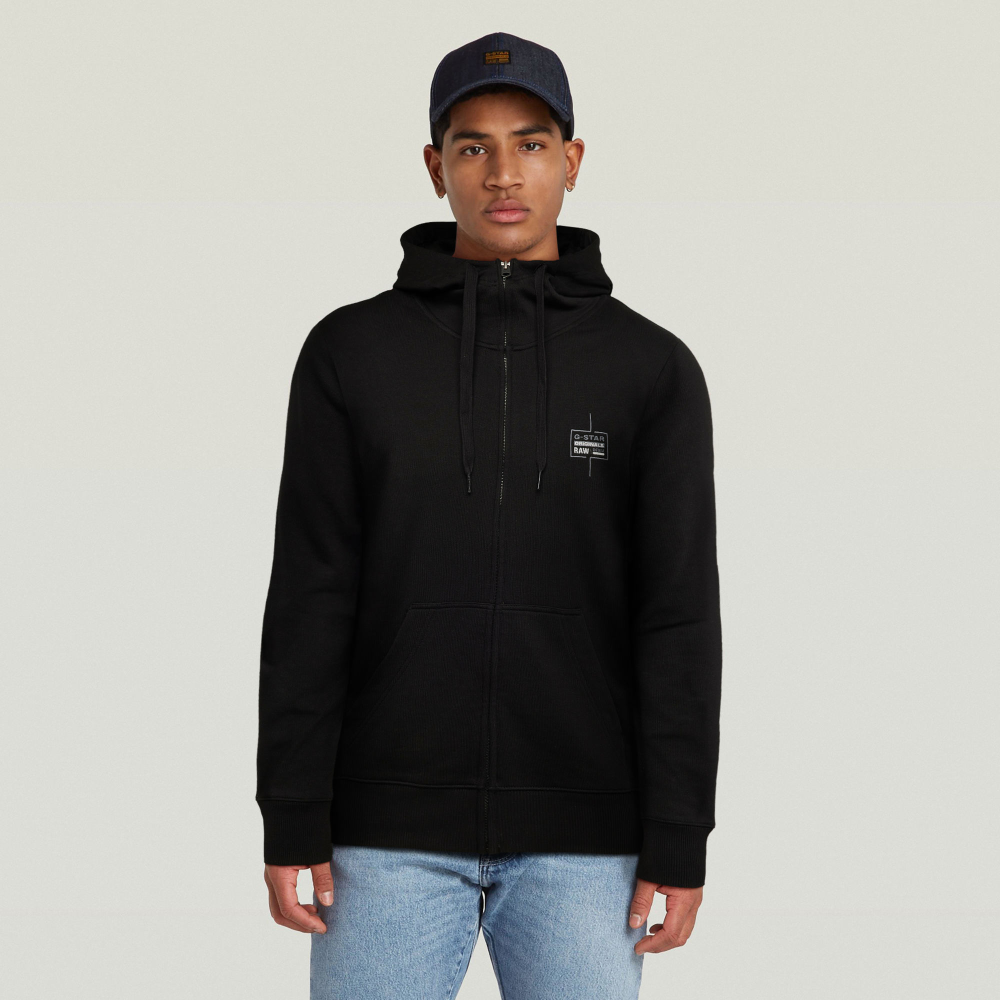 

Hooded Zip Sweater - Black - Men