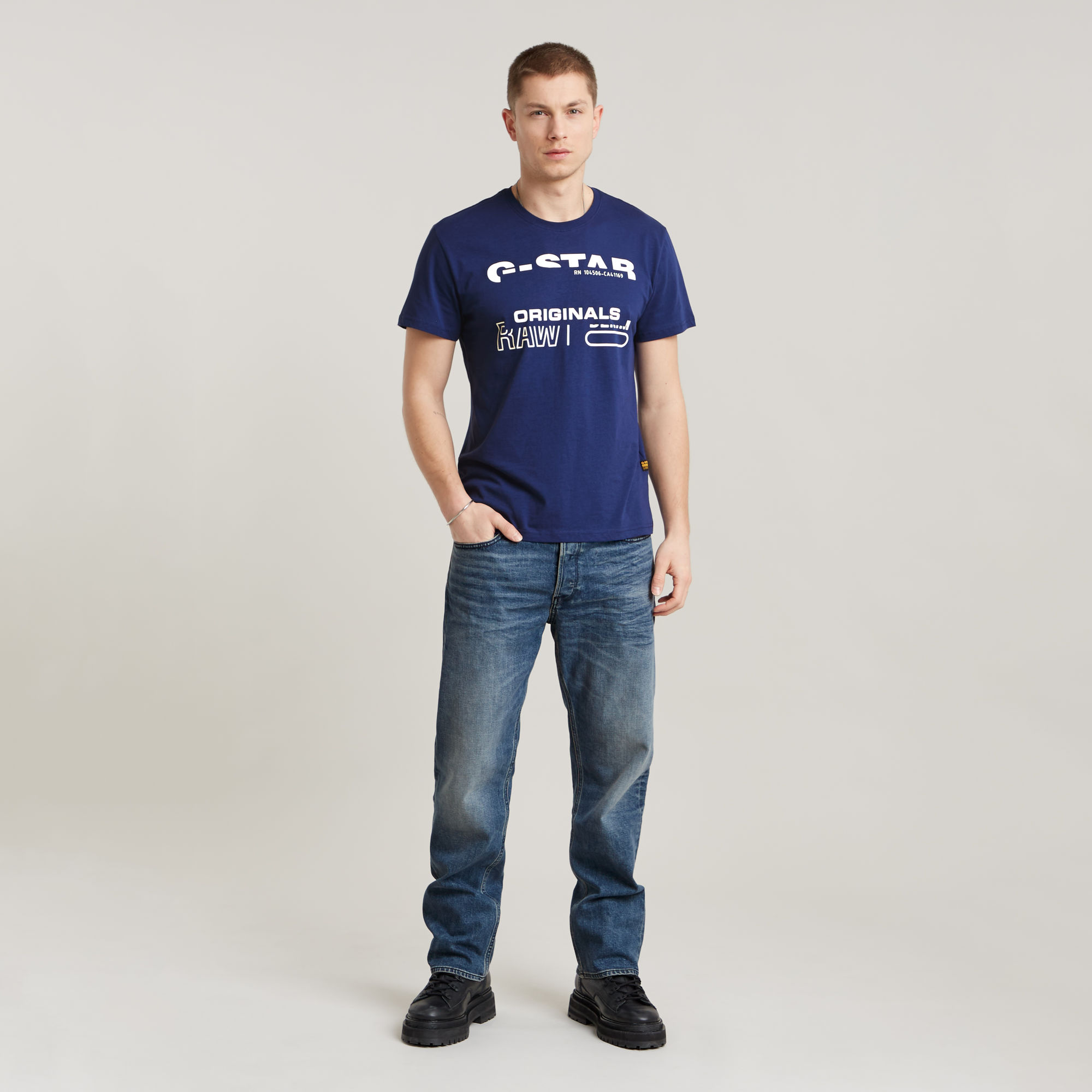 G-Star RAW Originals T-Shirt Midden blauw Heren
