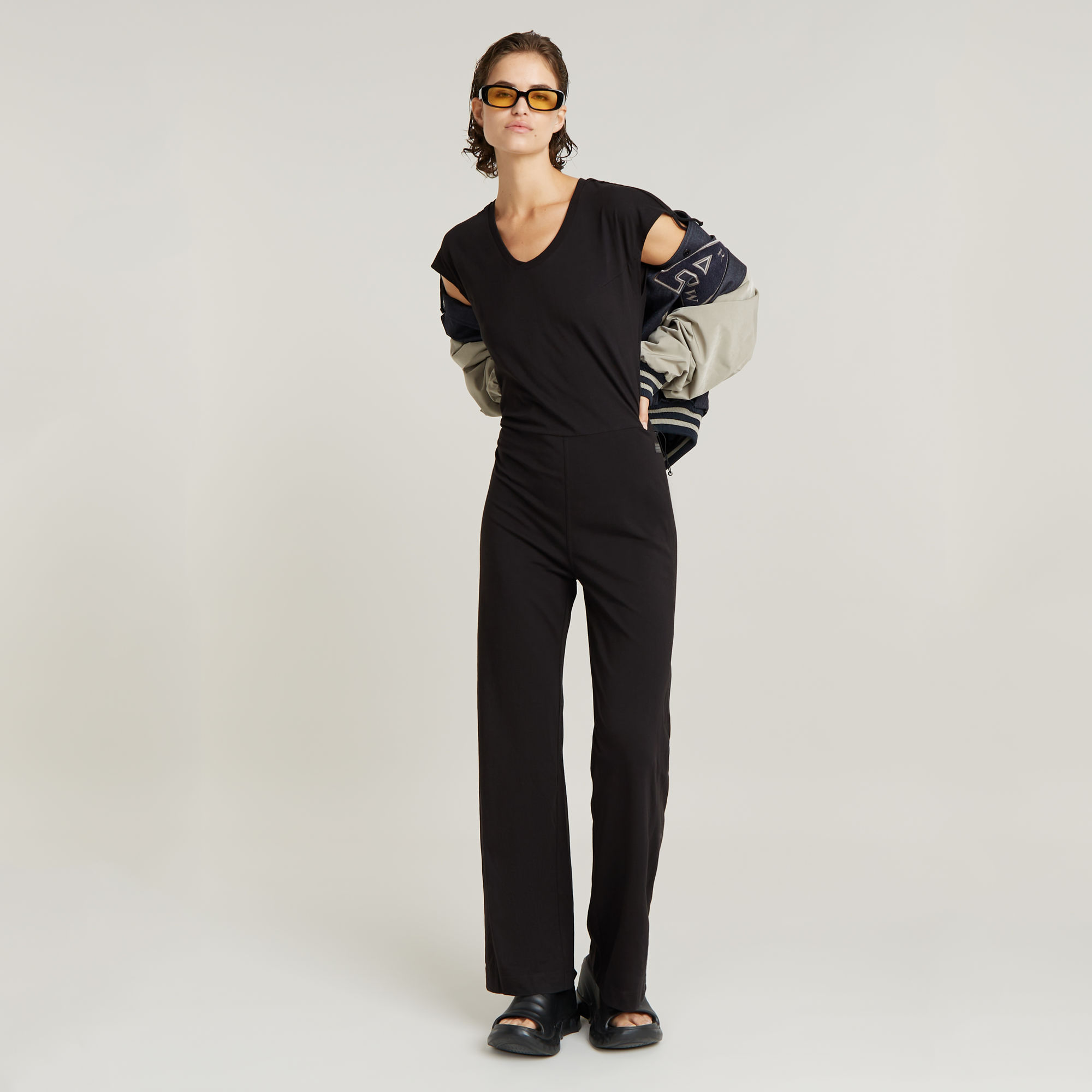 

Riveted Flared Jumpsuit - Black - Women