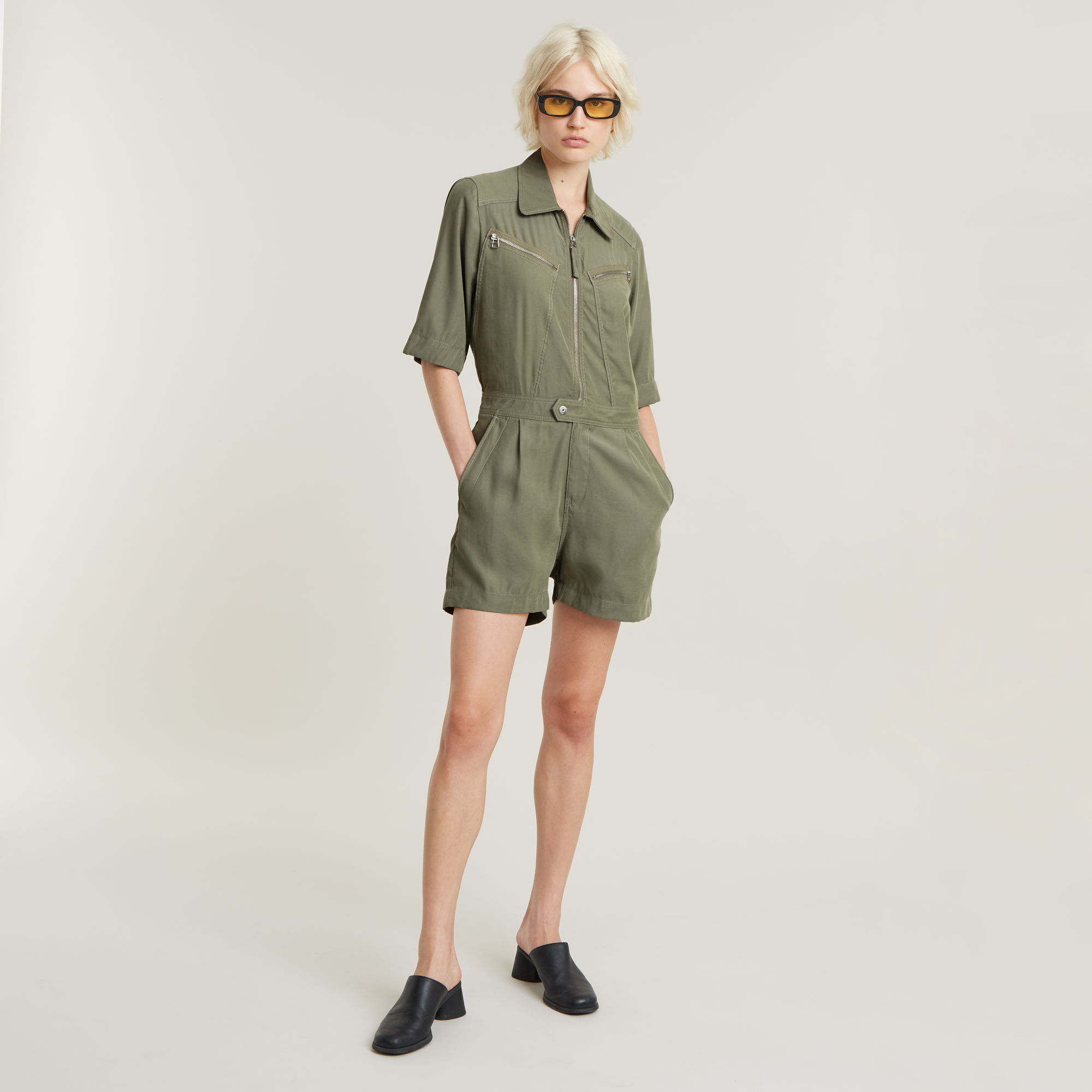 

Zip Playsuit - Green - Women