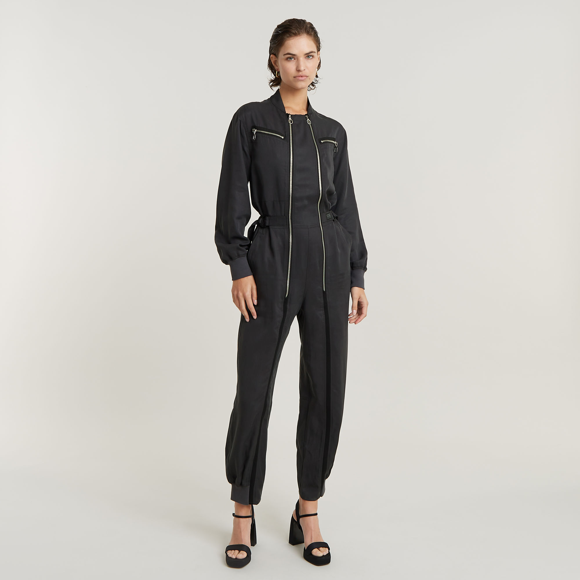 Zip Wide Jumpsuit - Grau - Damen