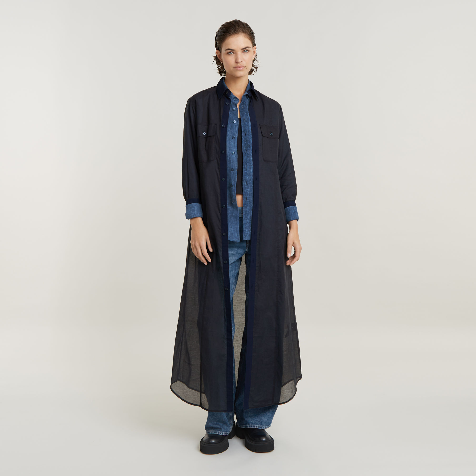 GSRR Indigo Voile Kleid - Dunkelblau - Damen