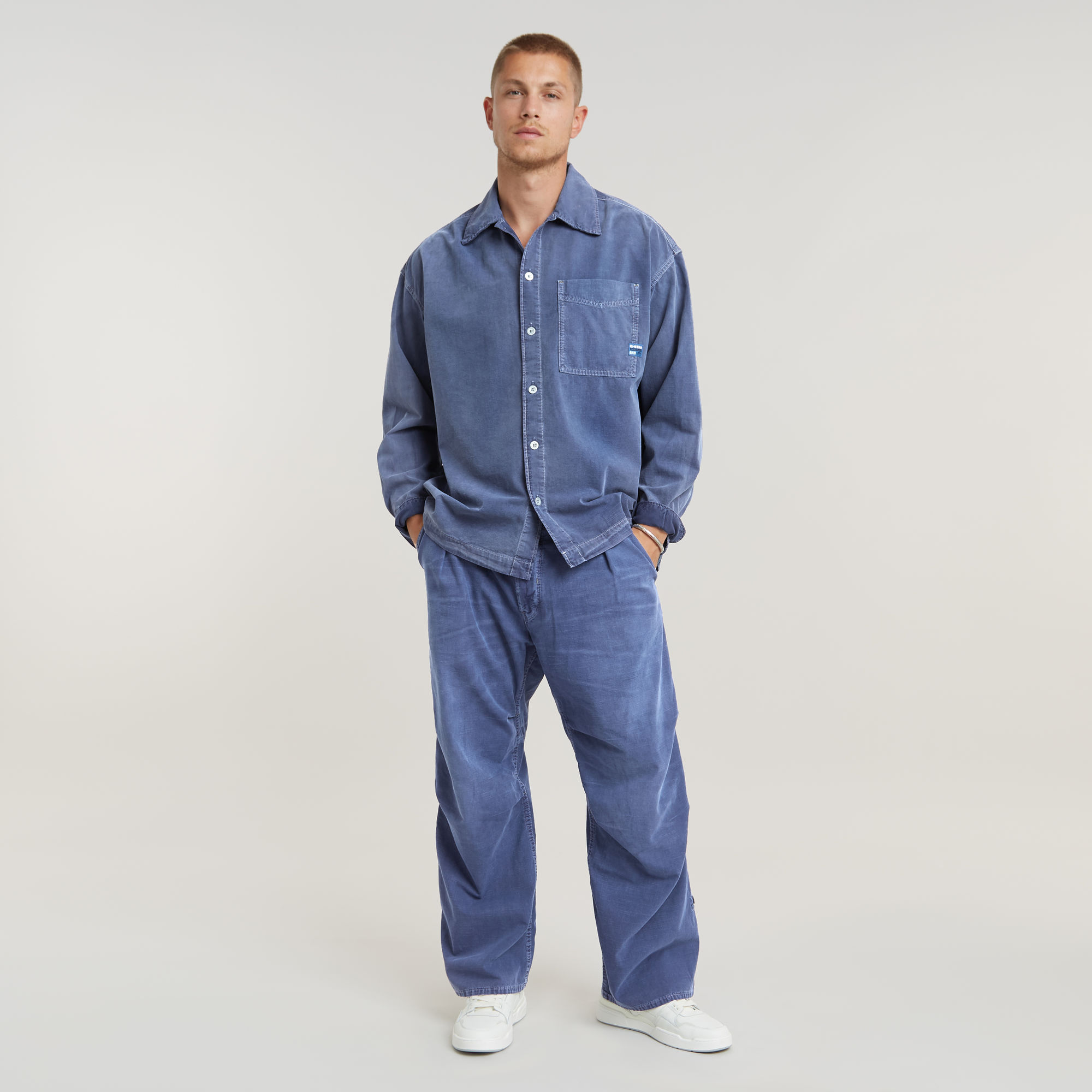 G-Star RAW Pleated Denim Broek Midden blauw Heren