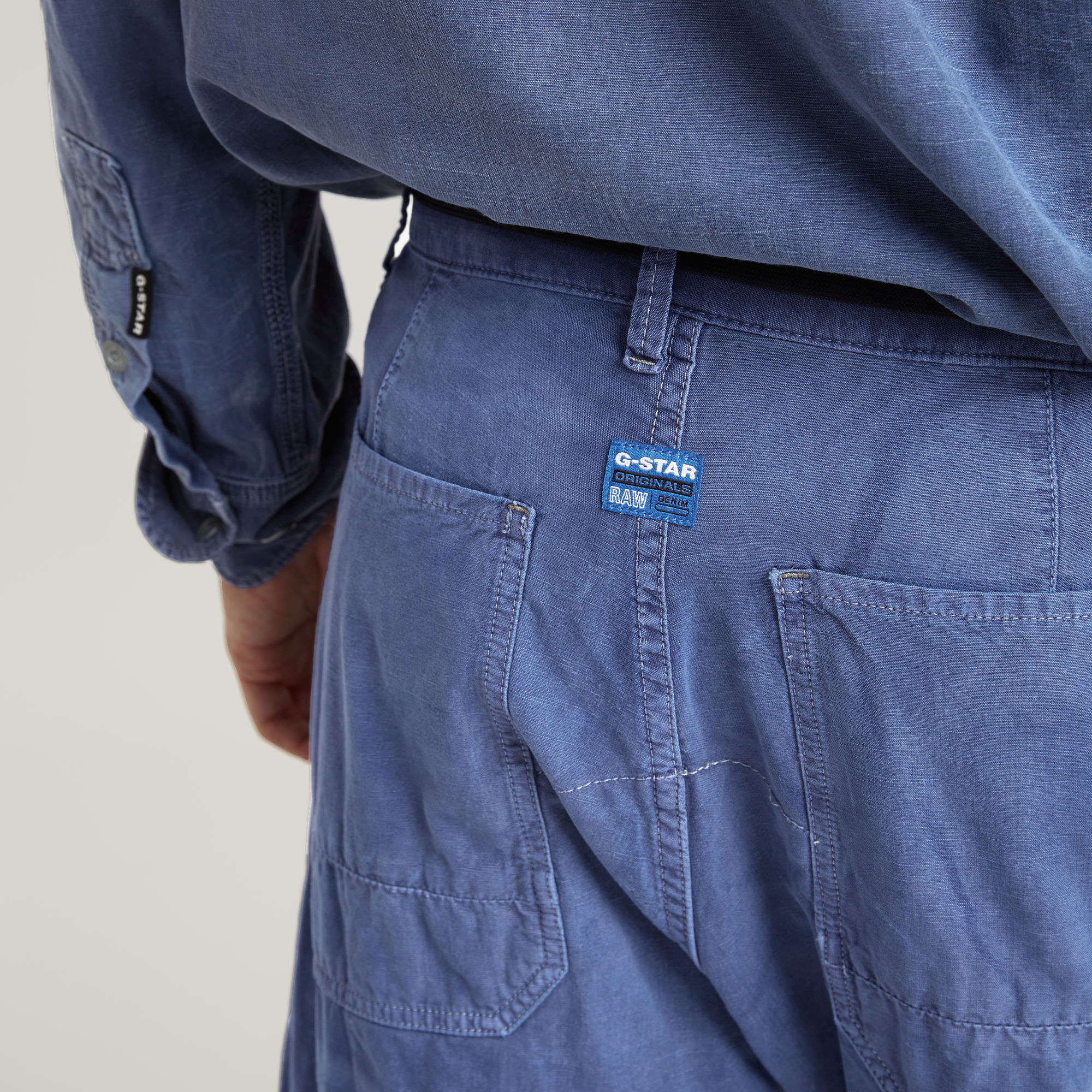 G-Star RAW Pleated Denim Broek Midden blauw Heren