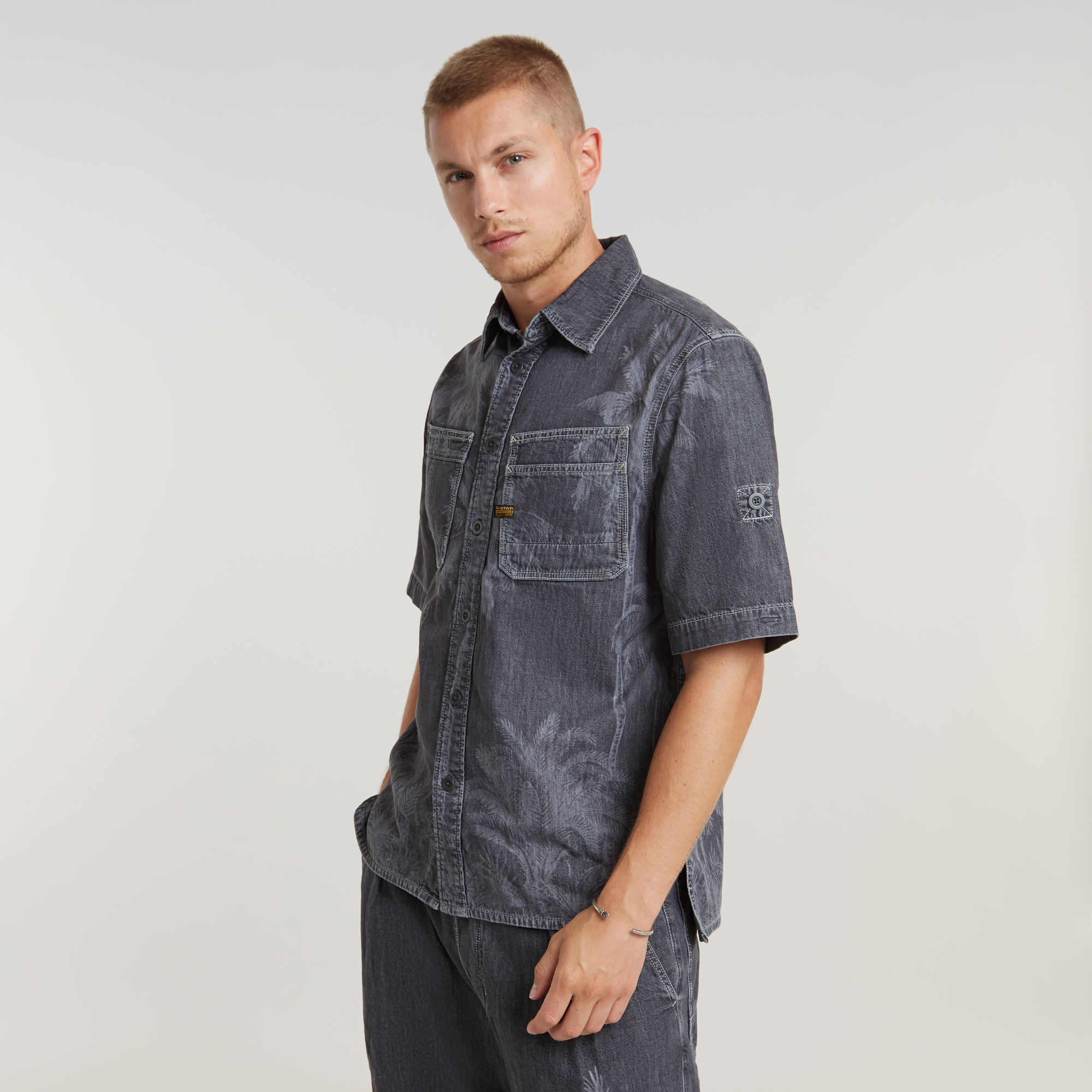 Slanted Double Pocket Regular Hemd - Grau - Herren