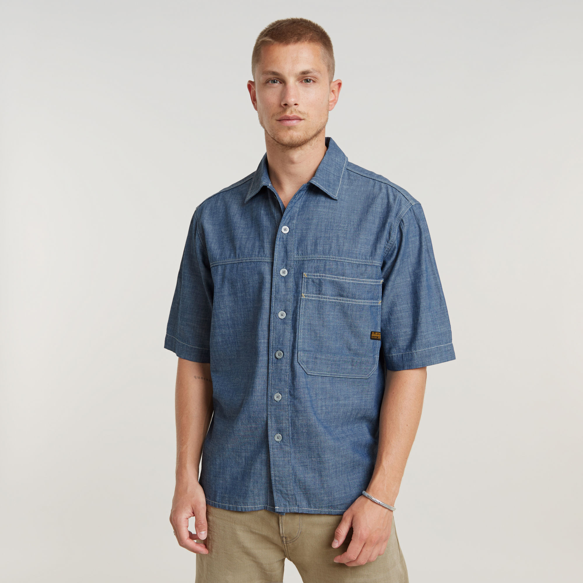 G-Star RAW Double Pocket Relaxed Shirt Donkerblauw Heren
