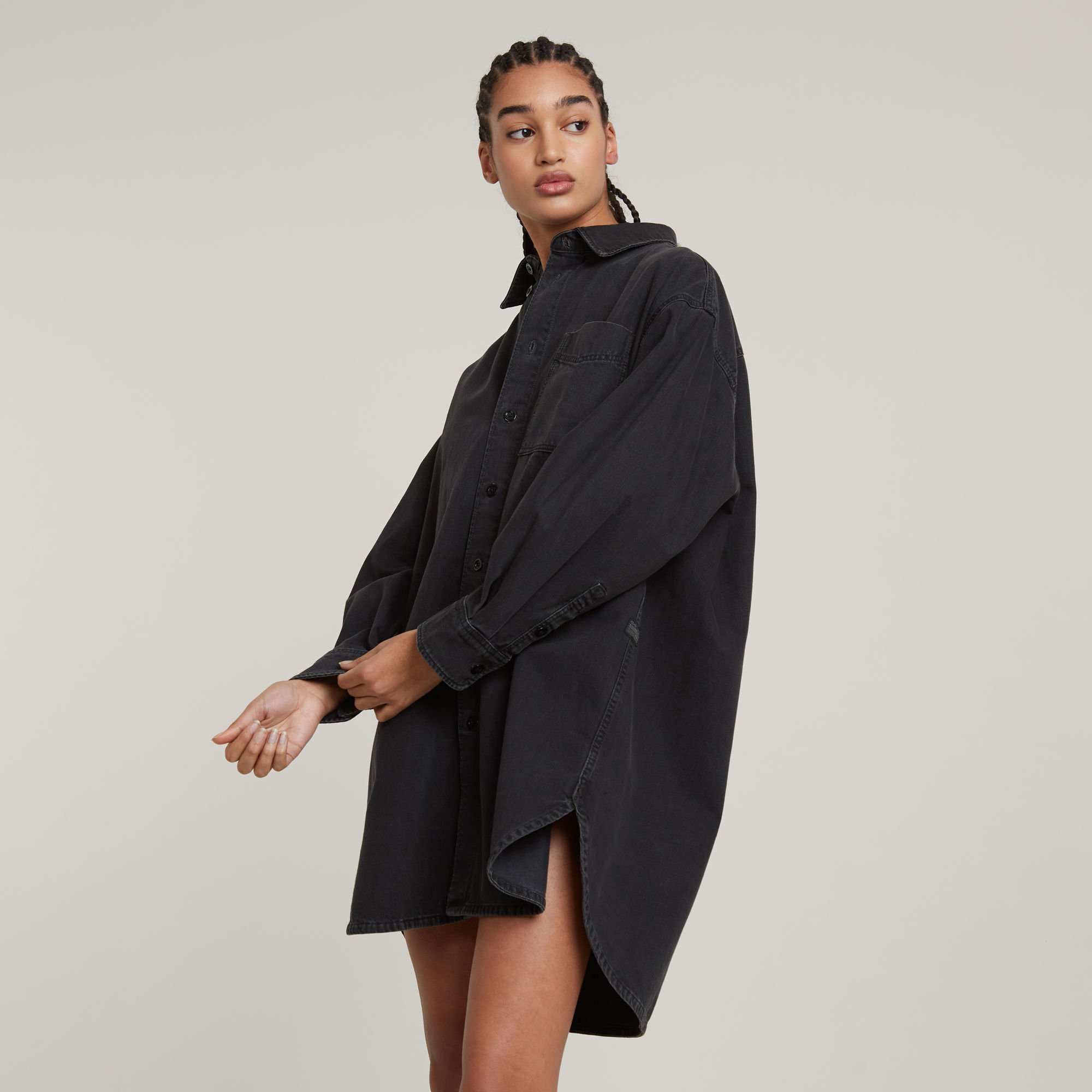 

Oversized Denim Dress - Black - Women