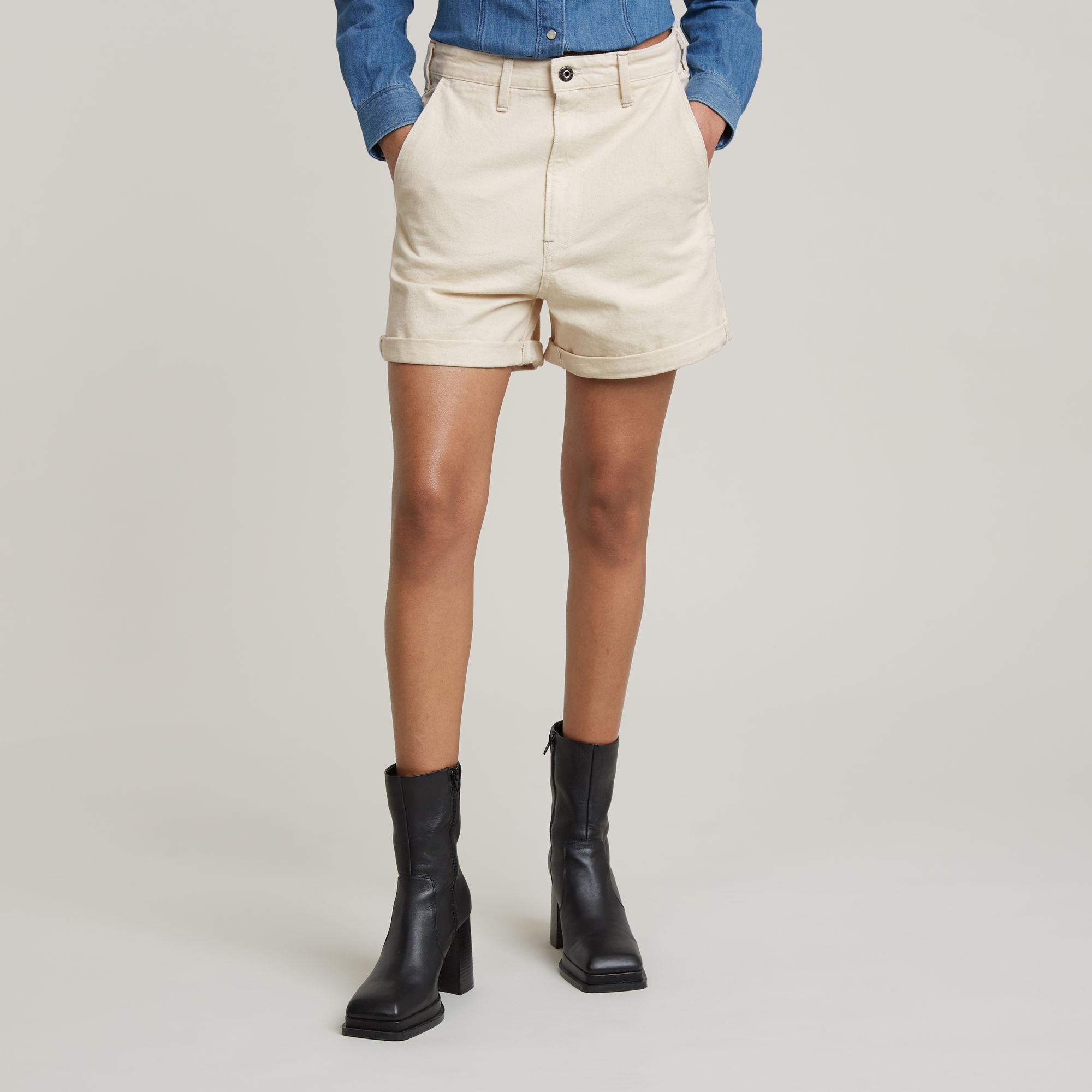 

Lintell Denim Shorts - Beige - Women