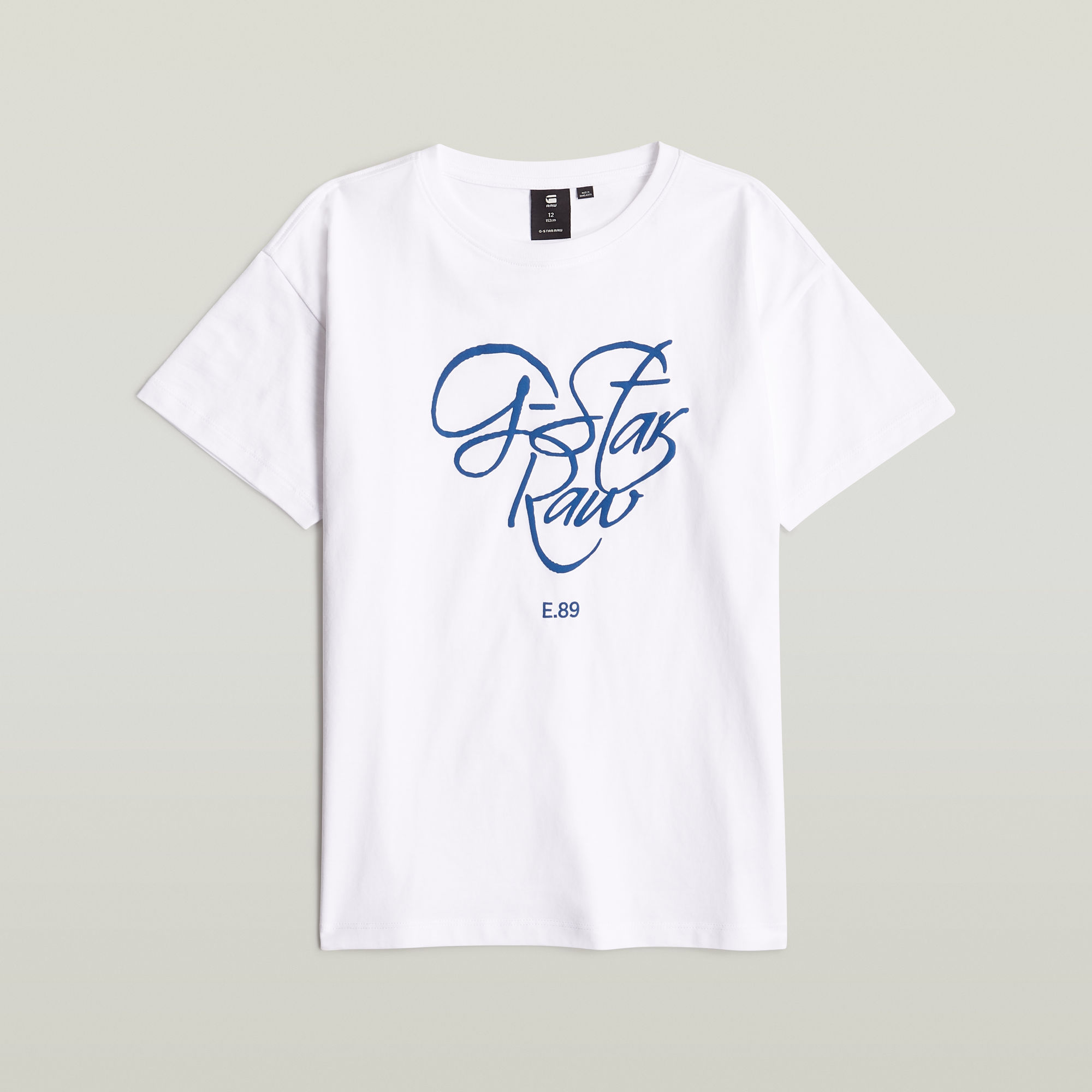 G-Star Raw T-shirt t-shirt s\s loose wit donkerblauw Katoen Ronde hals 140