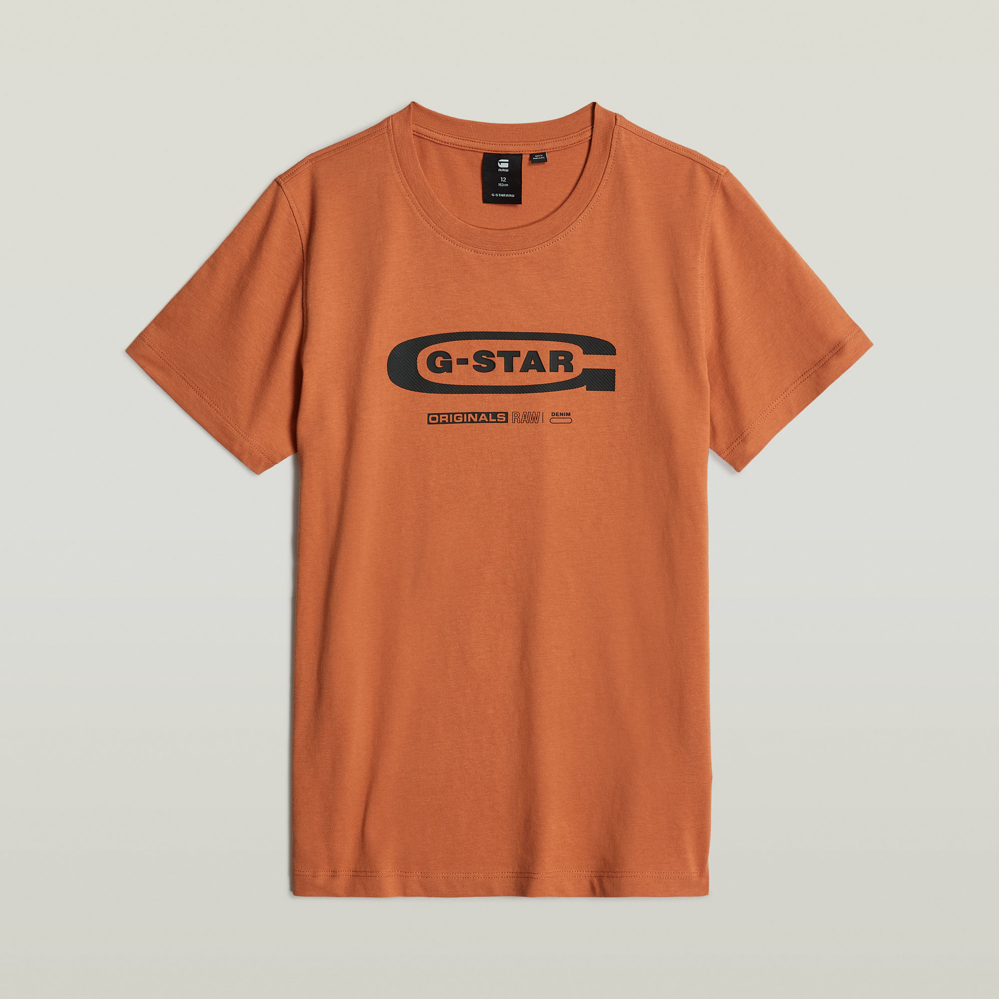 G-Star Raw T-shirt t- shirt s\s regular met logo donkeroranje Jongens Katoen Ronde hals 140