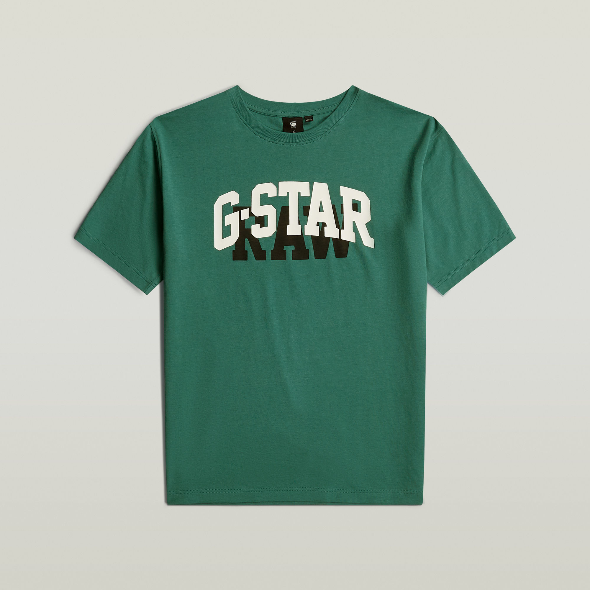 G-Star Raw T-shirt t-shirt s\s loose met printopdruk donkergroen wit zwart Katoen Ronde hals 152