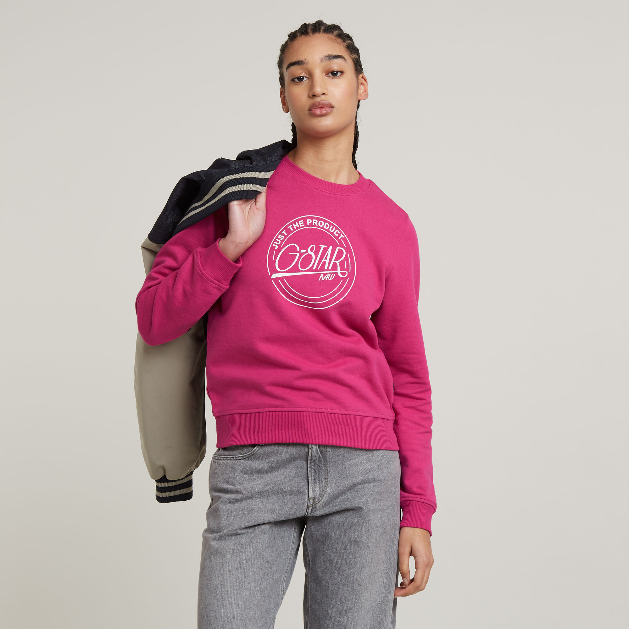 G-Star RAW Large Logo Crew Sweater Roze Dames