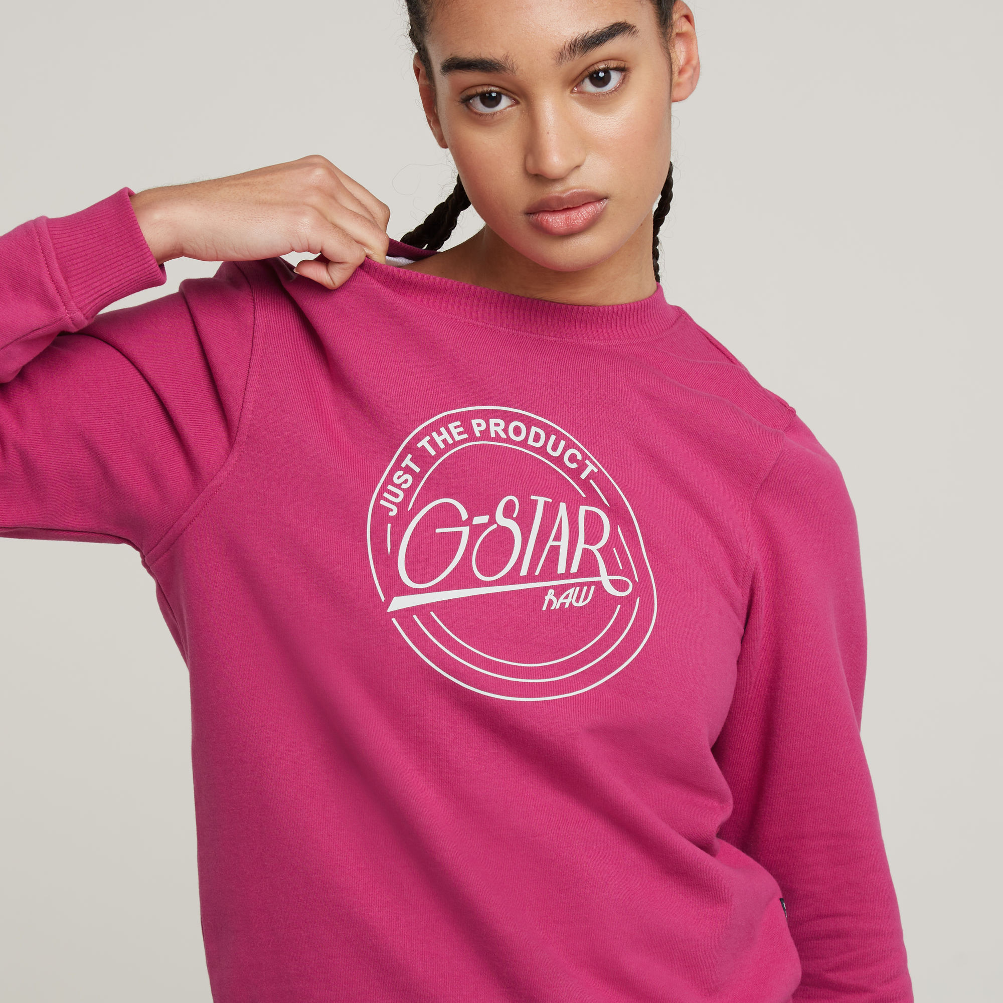 G-Star RAW Large Logo Crew Sweater Roze Dames