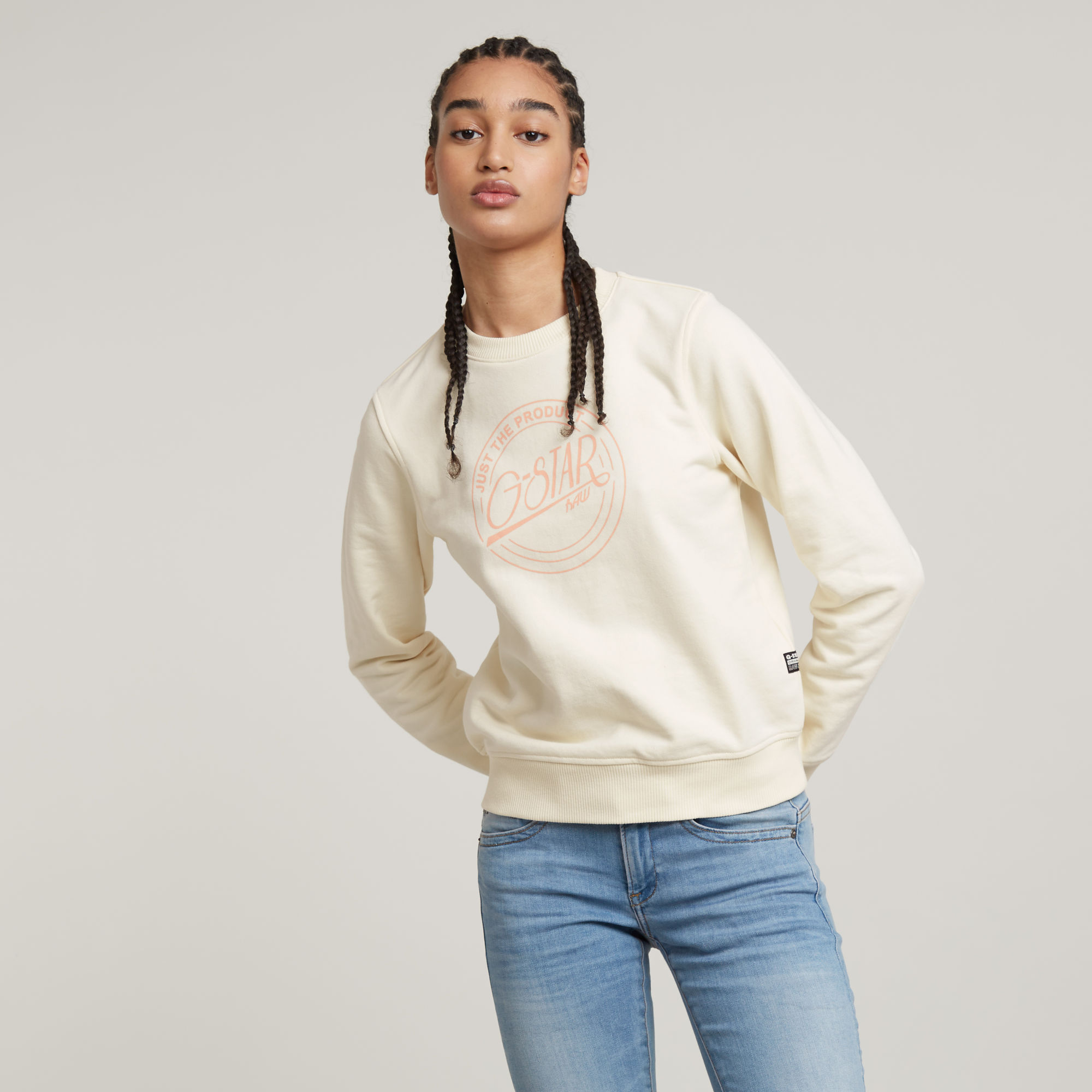 Large Logo Crew Sweatshirt - Beige - Damen