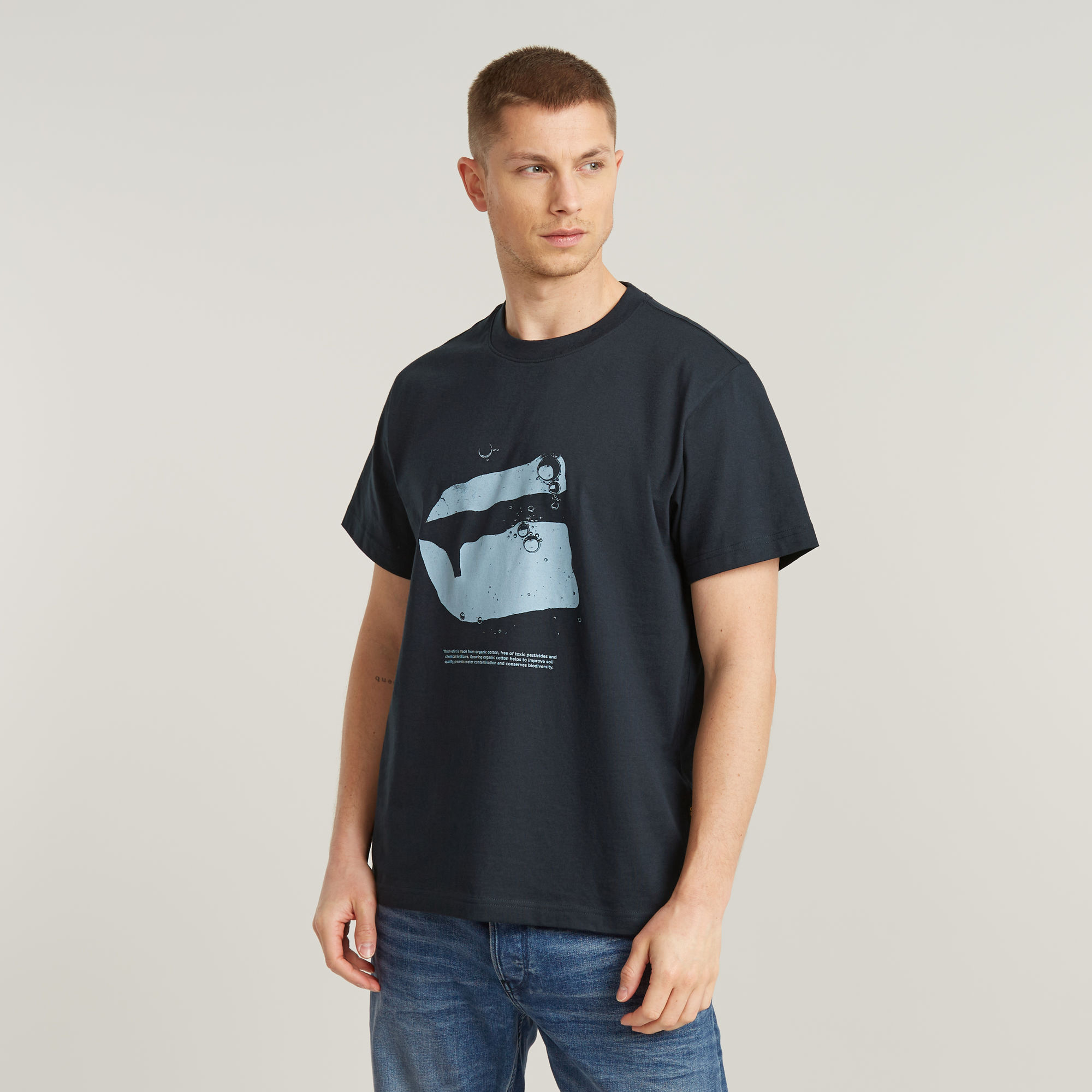 

Water Burger Loose T-Shirt - Dark blue - Men