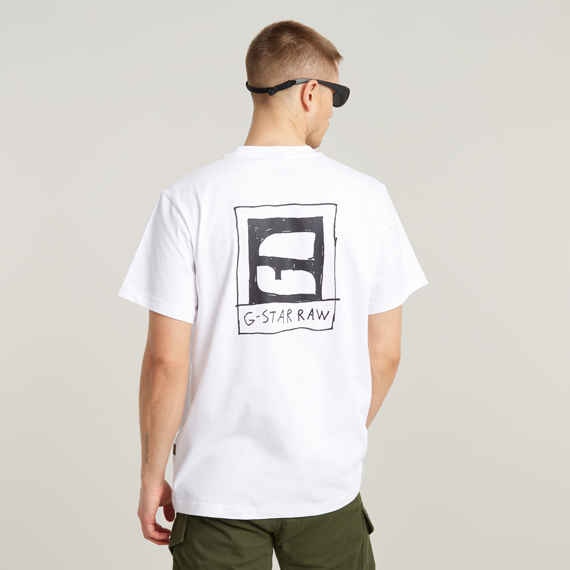 Handwriting Back Print Loose T-Shirt - Weiß - Herren