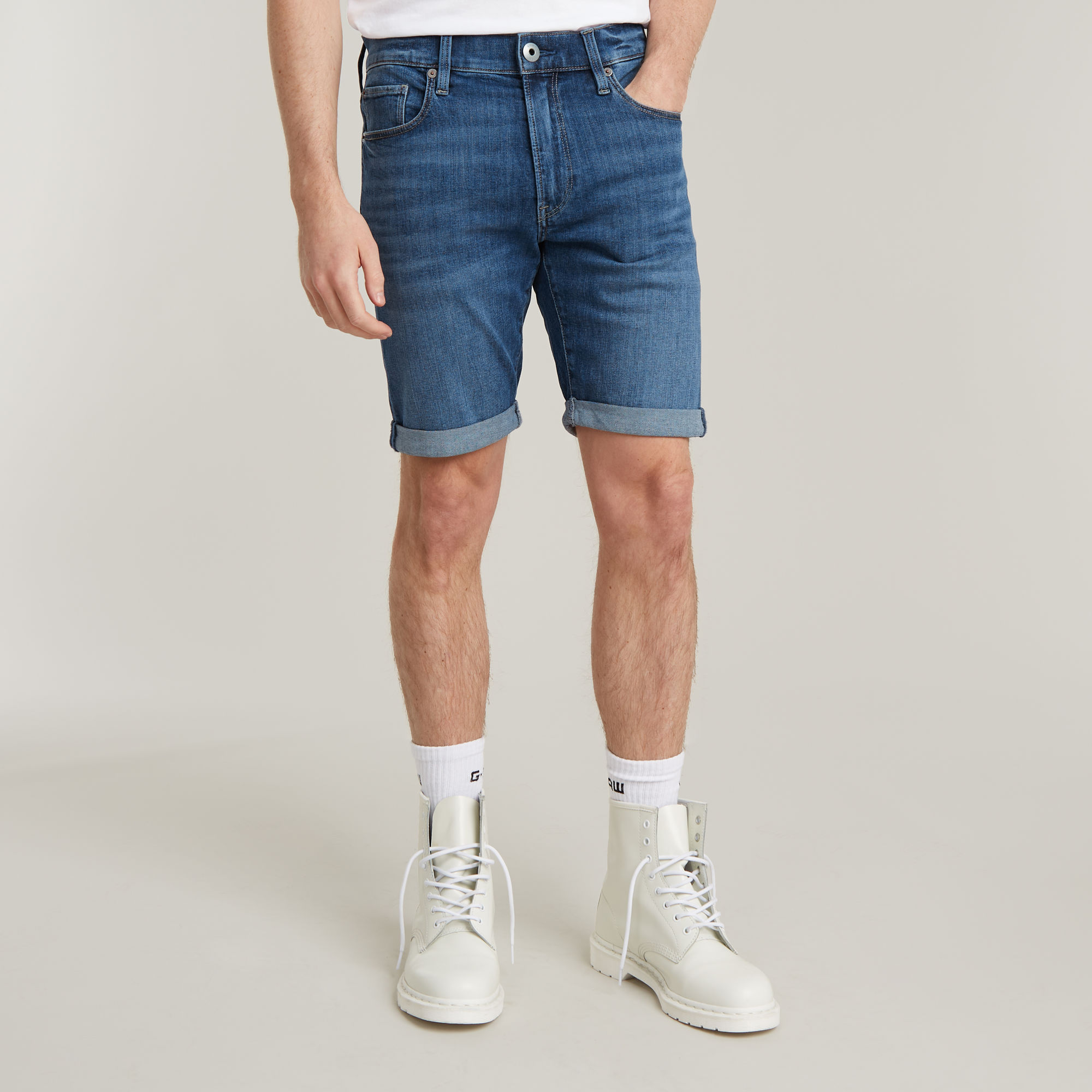 

3301 Slim Denim Short - Midden blauw - Heren