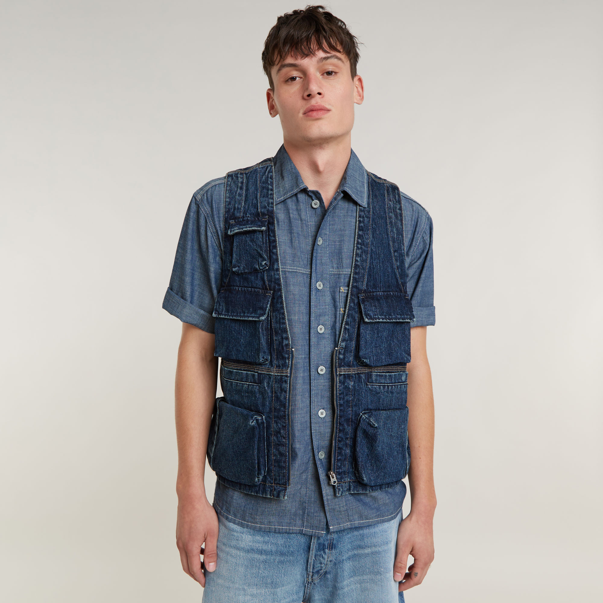 

Denim Vest - Dark blue - Men