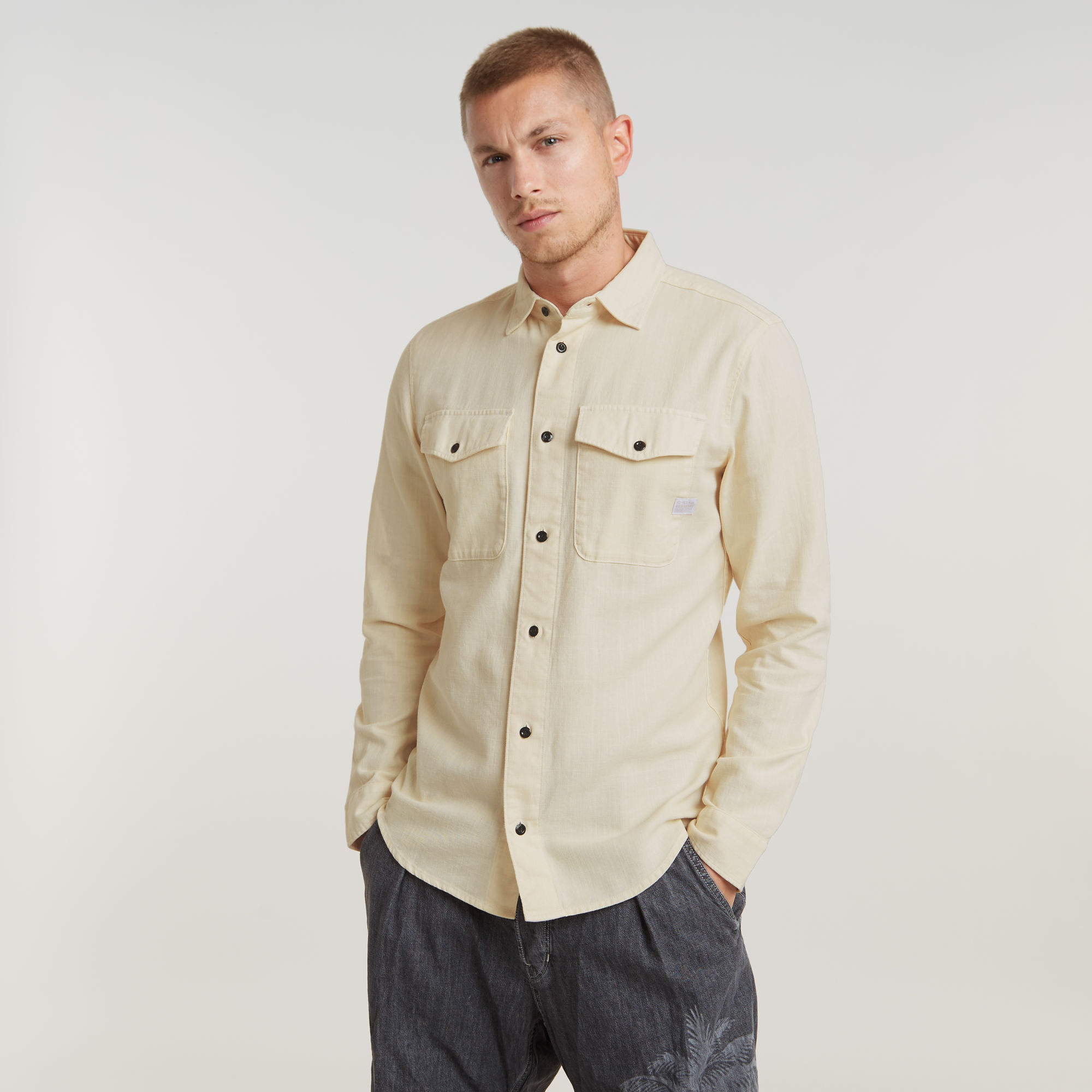 Marine Slim Hemd - Beige - Herren