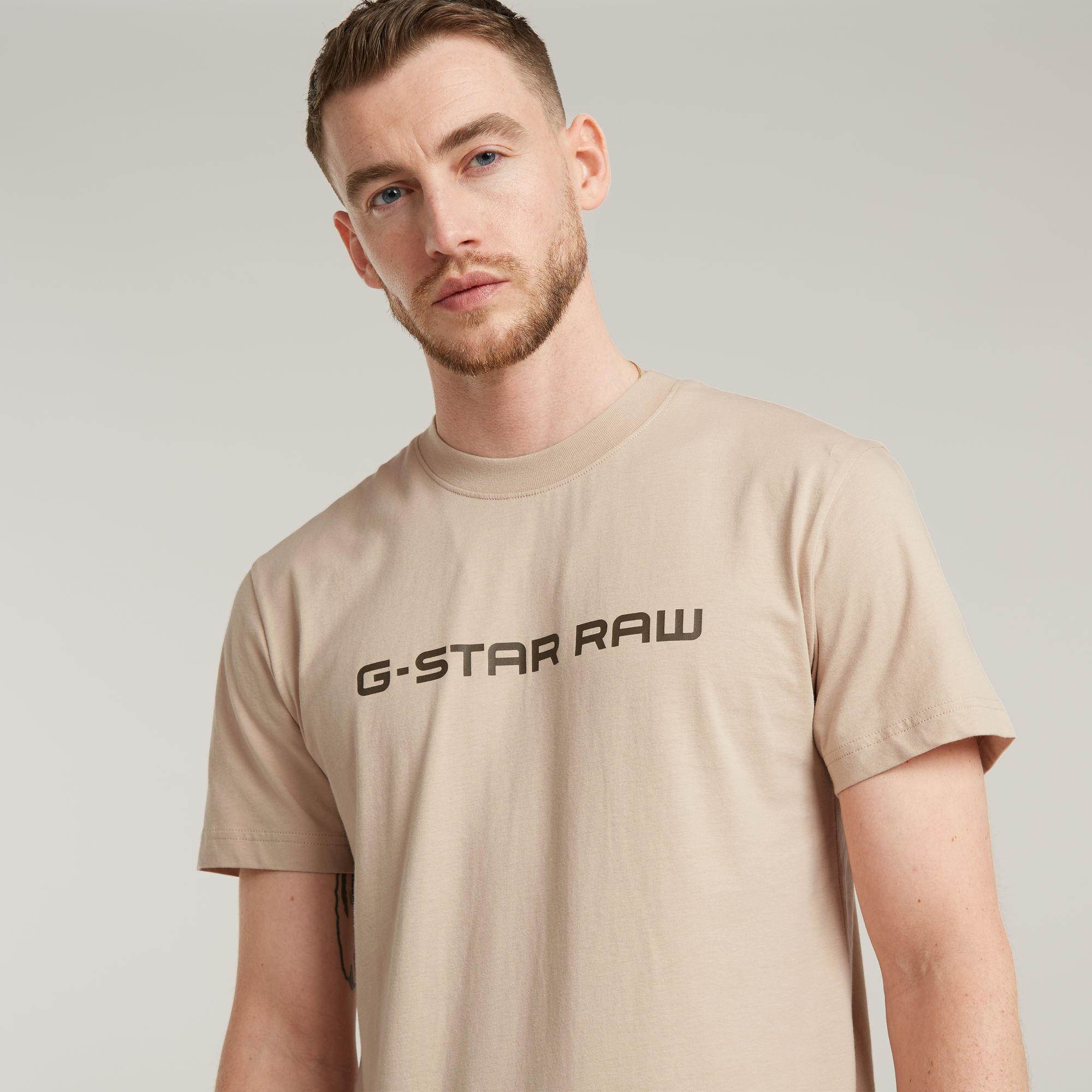 G-Star RAW Corporate Script Logo T-Shirt Beige Heren