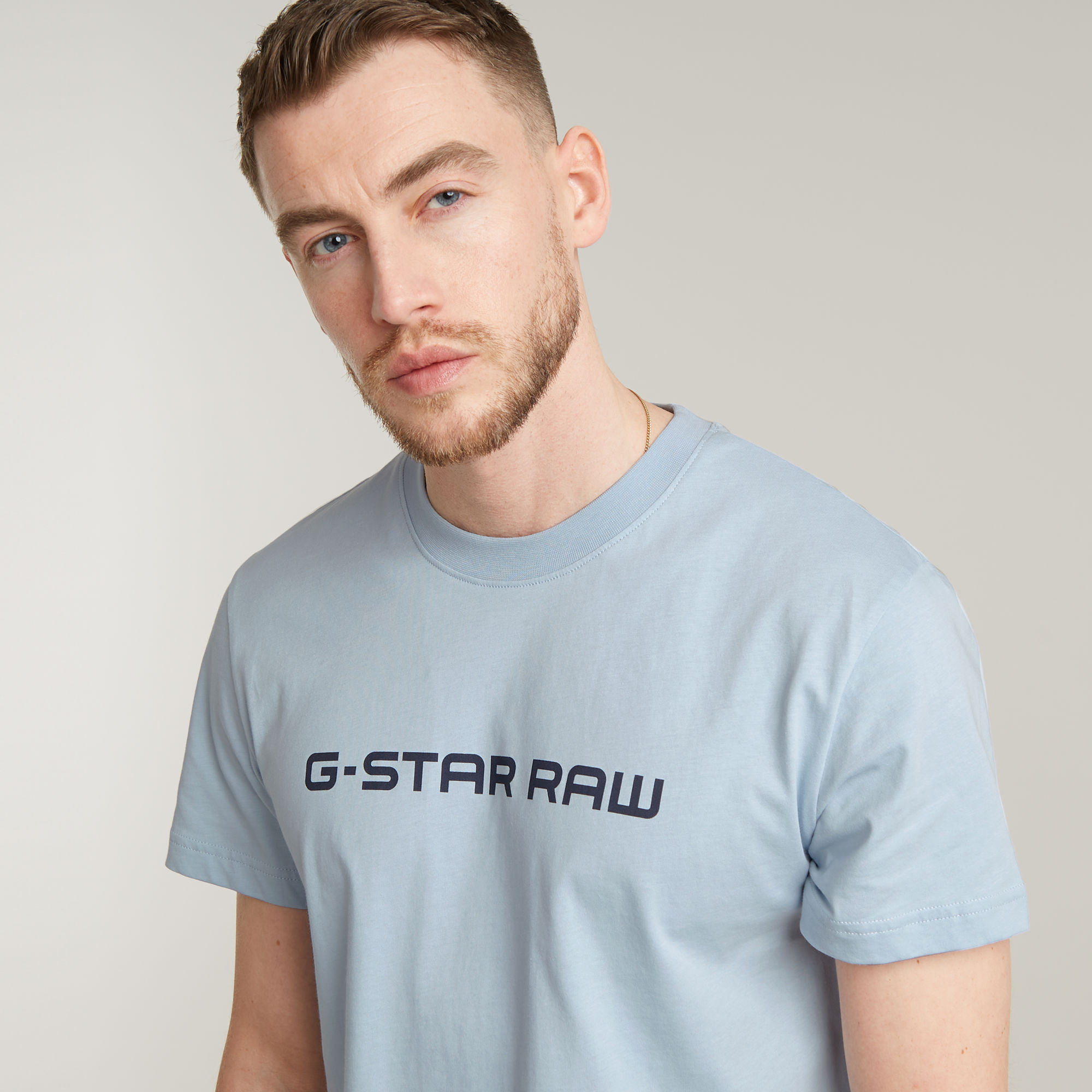 G-Star RAW Corporate Script Logo T-Shirt Lichtblauw Heren