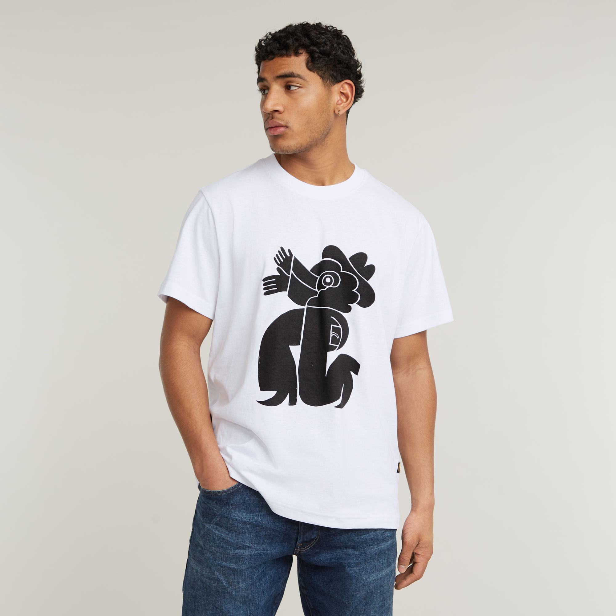 

Boots Illustration Loose T-Shirt - White - Men