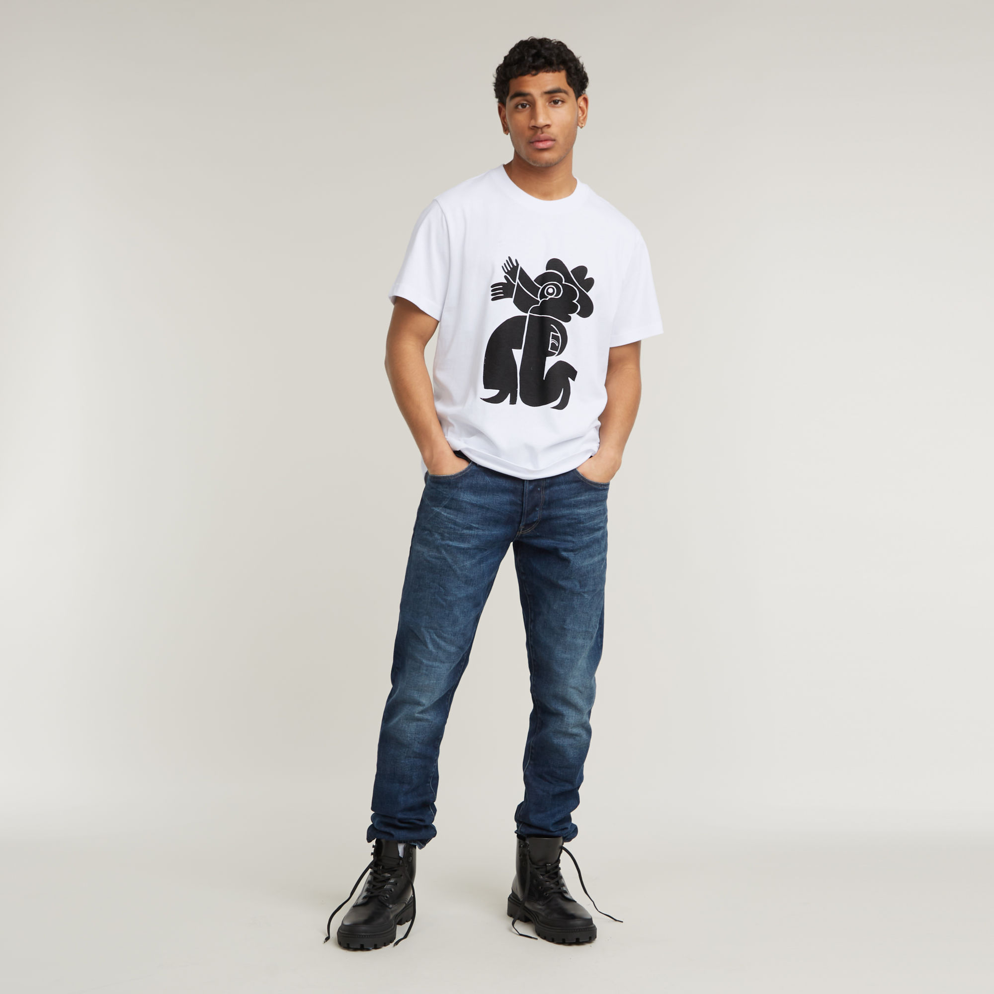 G-Star RAW Boots Illustration Loose T-Shirt Wit Heren