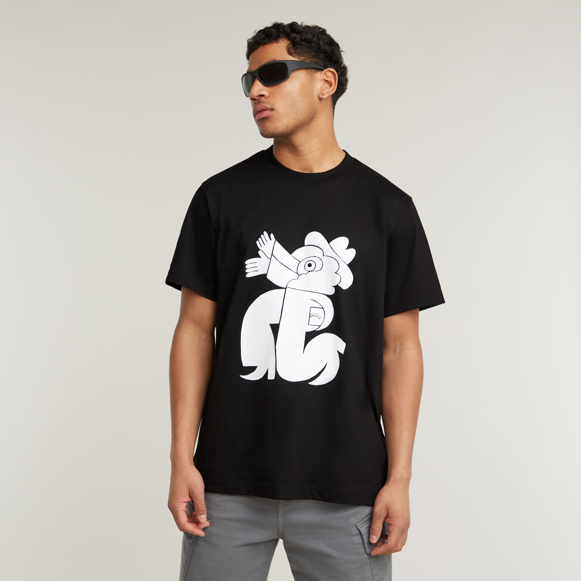 

Boots Illustration Loose T-Shirt - Black - Men