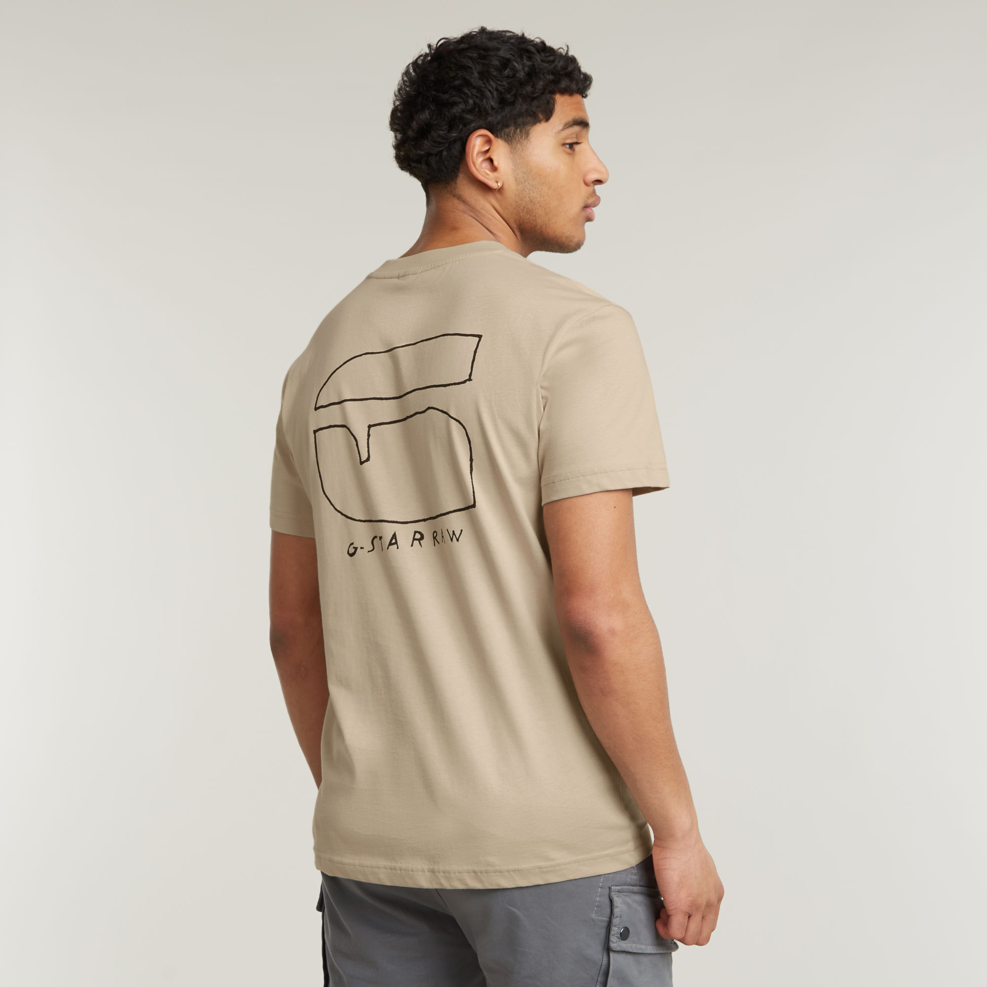 G-Star RAW Handwriting Back Print T-Shirt - Beige - Heren