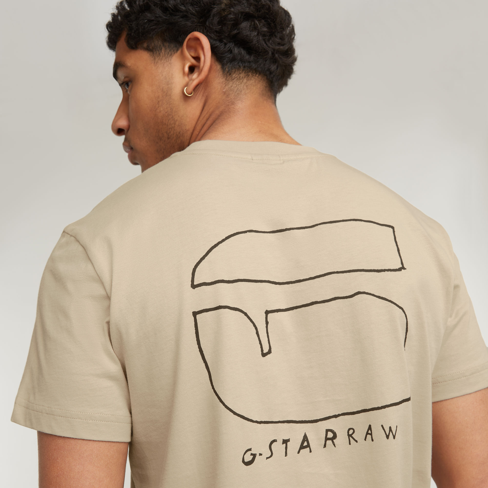 G-Star RAW Handwriting Back Print T-Shirt Beige Heren