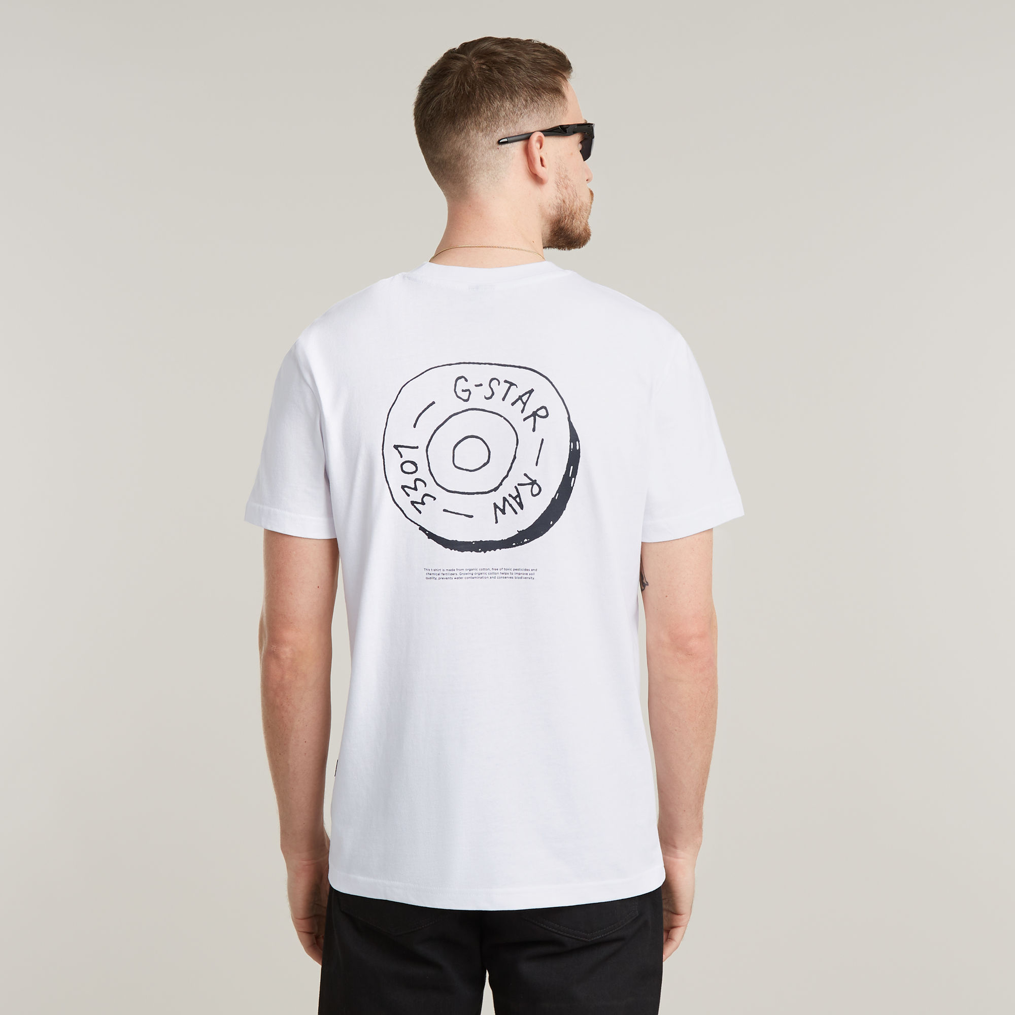 G-Star RAW Button Illustration T-Shirt - Wit - Heren