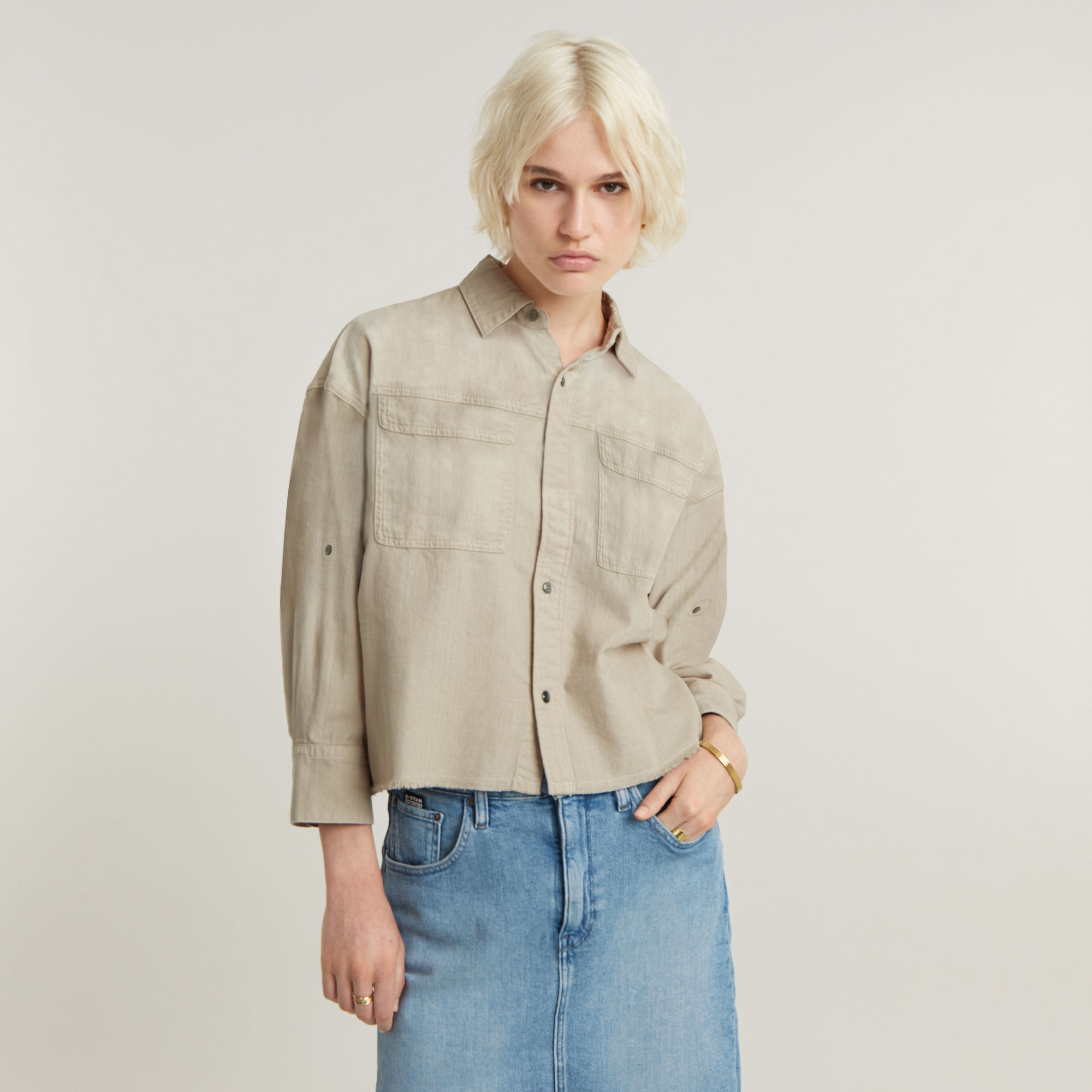 G-Star RAW Cut Off Shirt - Beige - Dames