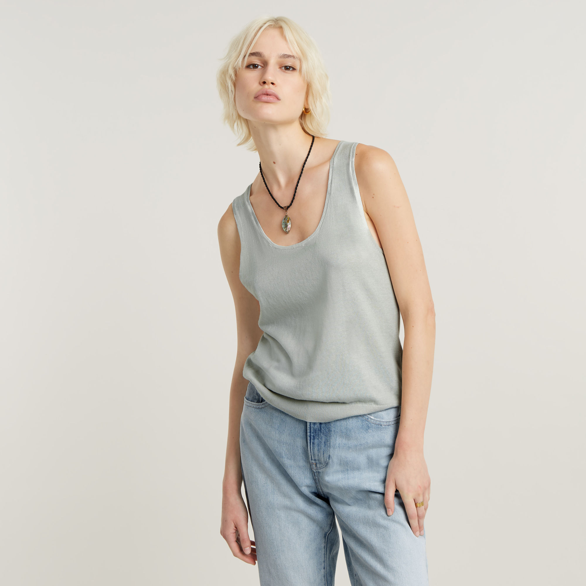 

Lightweight Knitted Summer Tank Top - Grey - Women