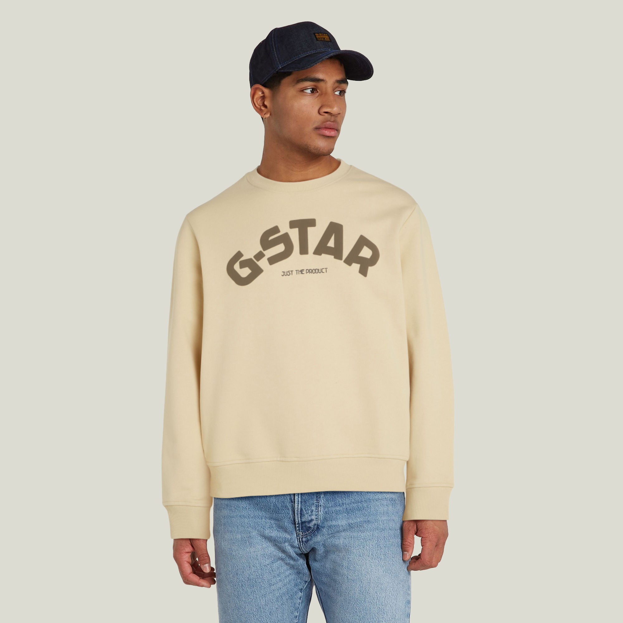 

Puff Logo Print Crew Sweater - Beige - Heren