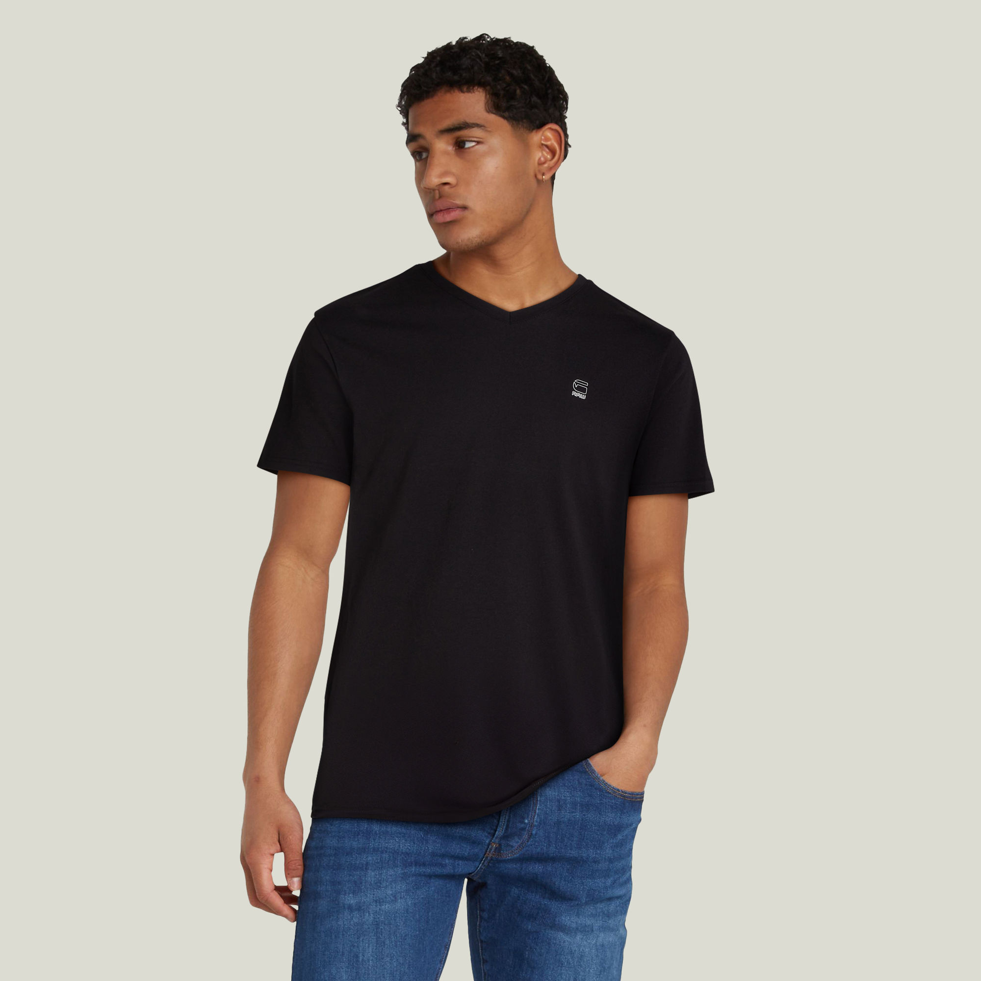 G-Star RAW Base V-Hals T-Shirt Zwart Heren